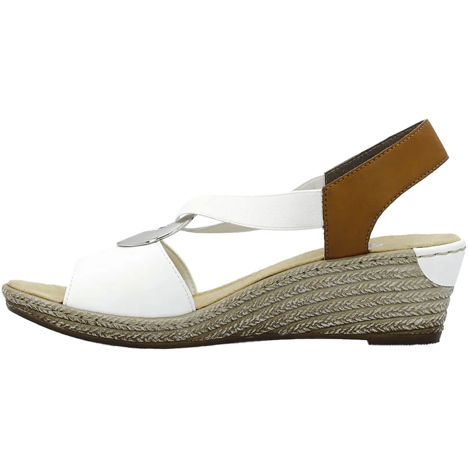 Rieker 624H6-81 Fanni Women's Wedge Sandals Weiss/Cayenne Alabama/Eagle Synthetic - Image 3