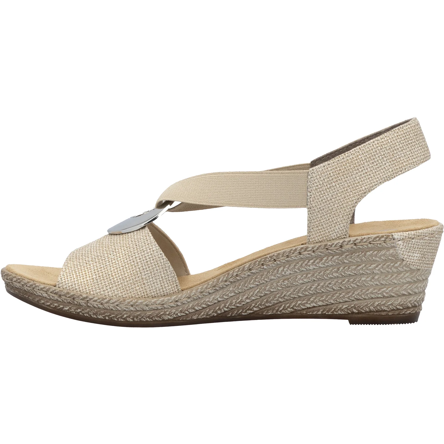 Rieker 624H6-93 Fanni H6 Women's Wedge Sandals Muschel Stripe Metallic Synthetic - Image 3
