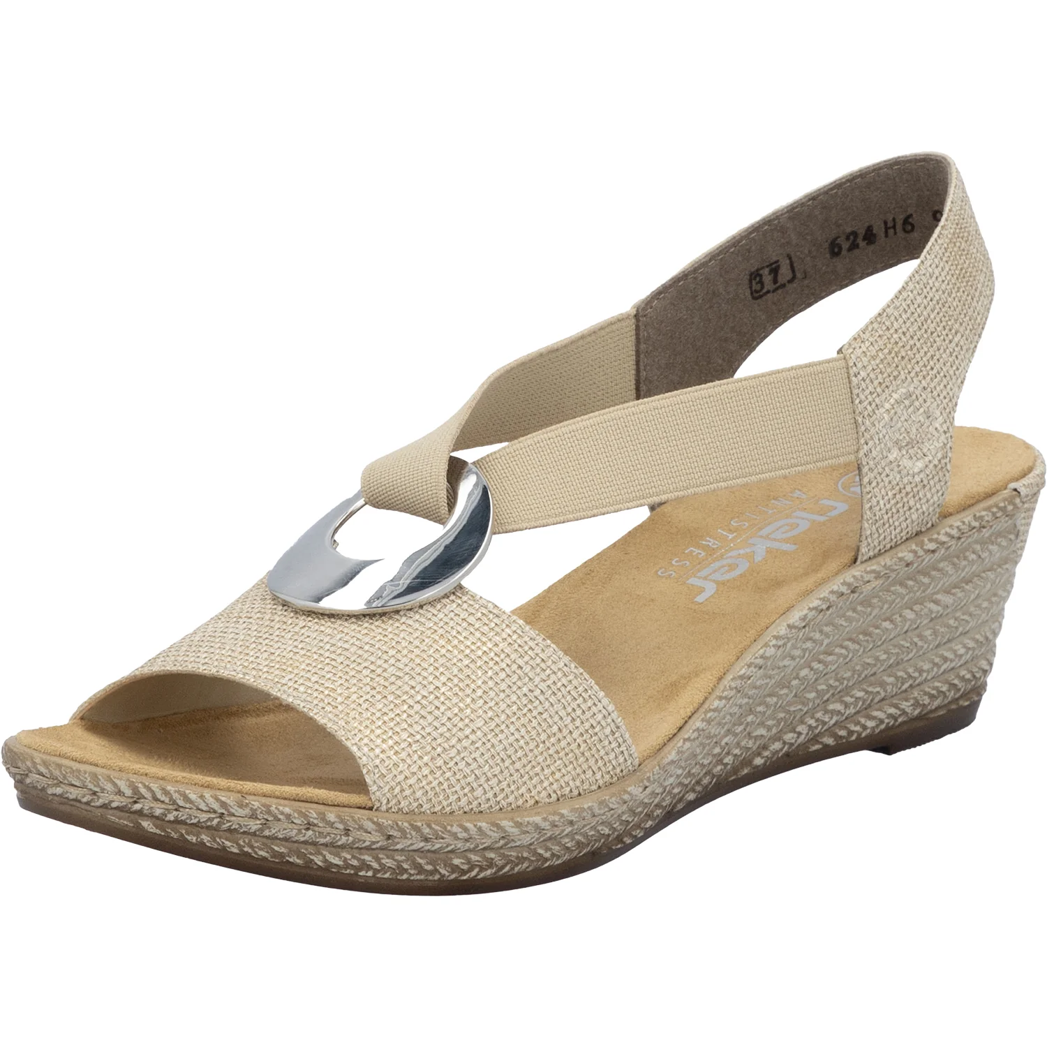 Rieker 624H6-93 Fanni H6 Women's Wedge Sandals Muschel Stripe Metallic Synthetic - Image 5