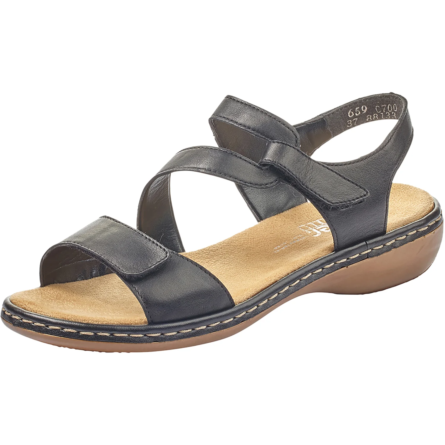 Rieker 659C7-00 Regina Women's Sandals Black Leather - Image 4