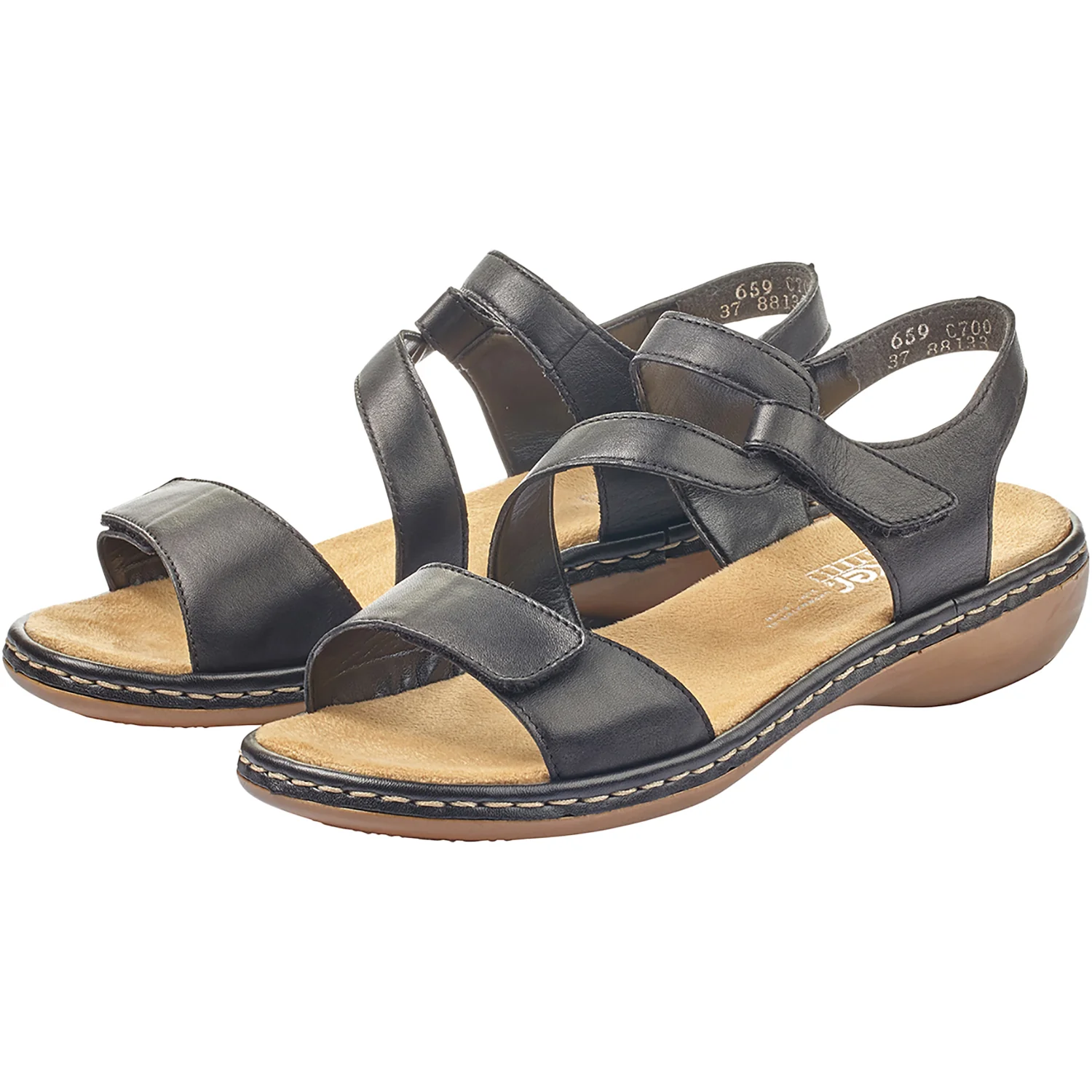 Rieker 659C7-00 Regina Women's Sandals Black Leather - Image 5