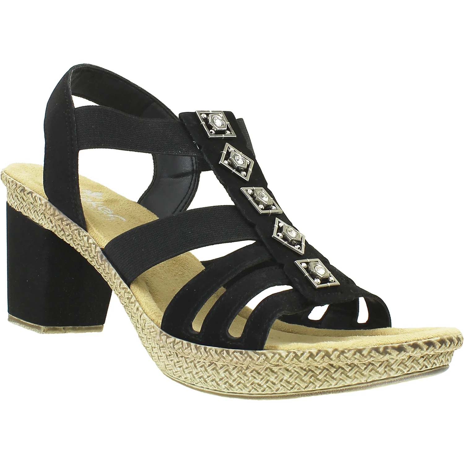 Rieker 66560-00 Rabea 60 Women's High Heel Sandals Black Synthetic - Image 2