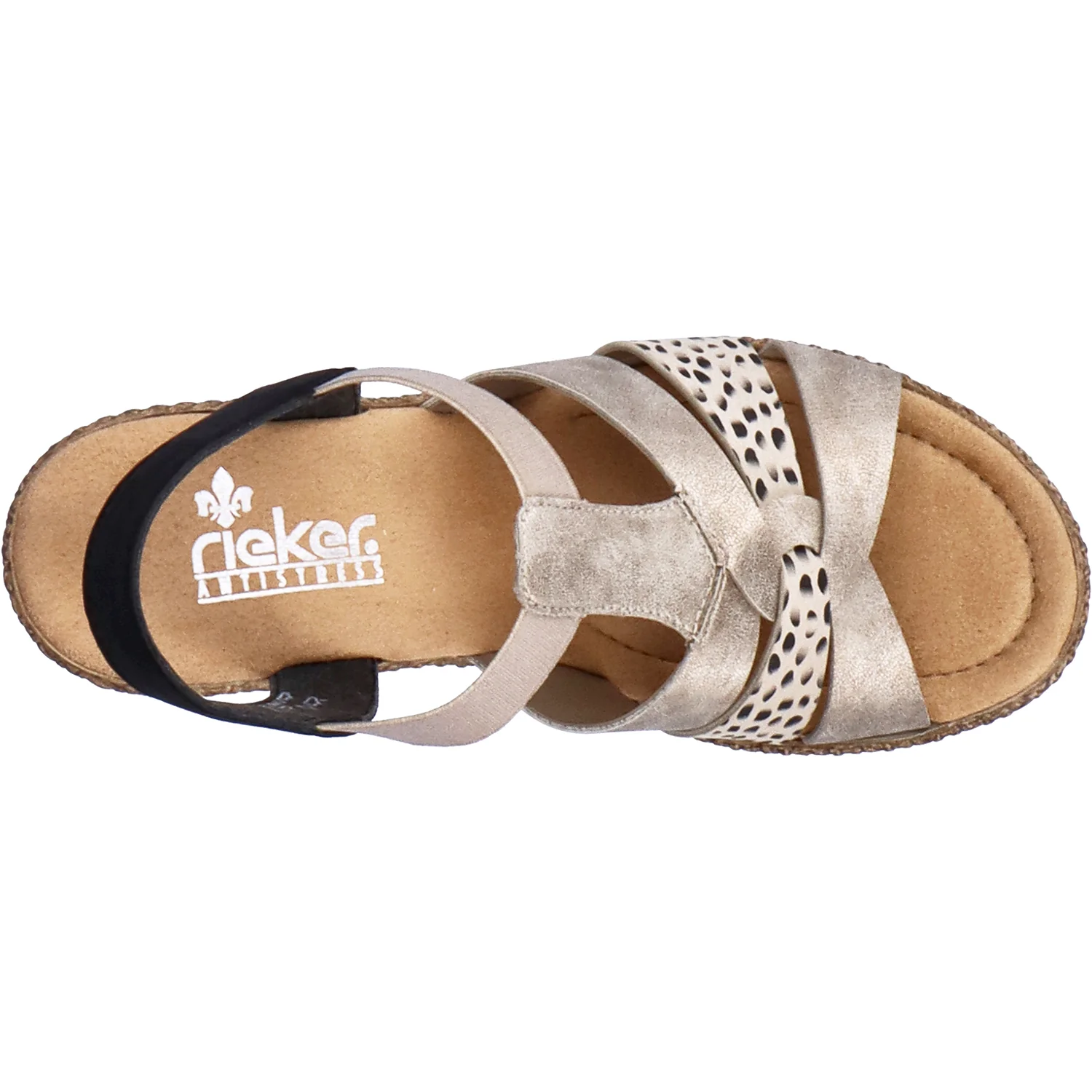 Rieker 665K3-60 Rabea K3 Women's High Heel Sandals Beige/Black Synthetic - Image 2