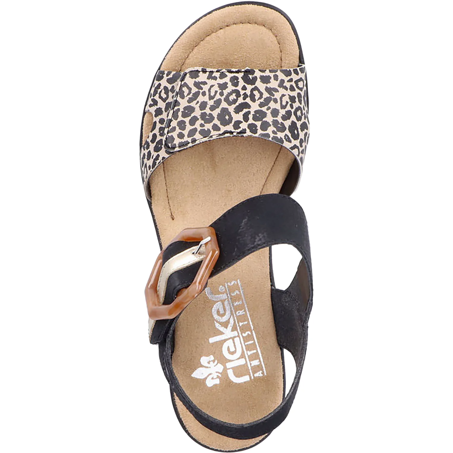 Rieker 68176-00 Women's Wedge Sandals Ginger/Schwarz/Lightgold Synthetic - Image 2
