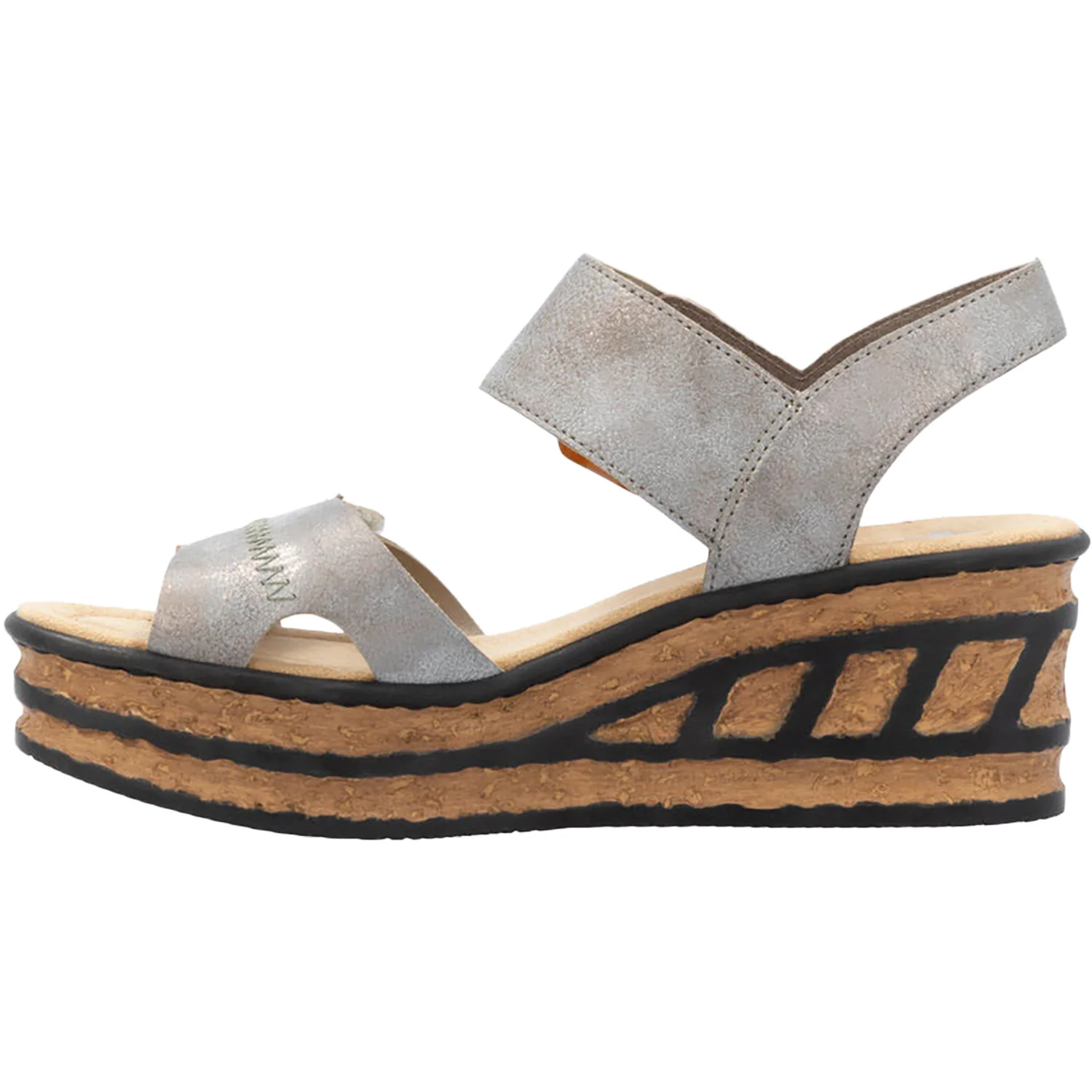 Rieker 68176-40 Women's Wedge Sandals Grey/Cayenne Synthetic - Image 3