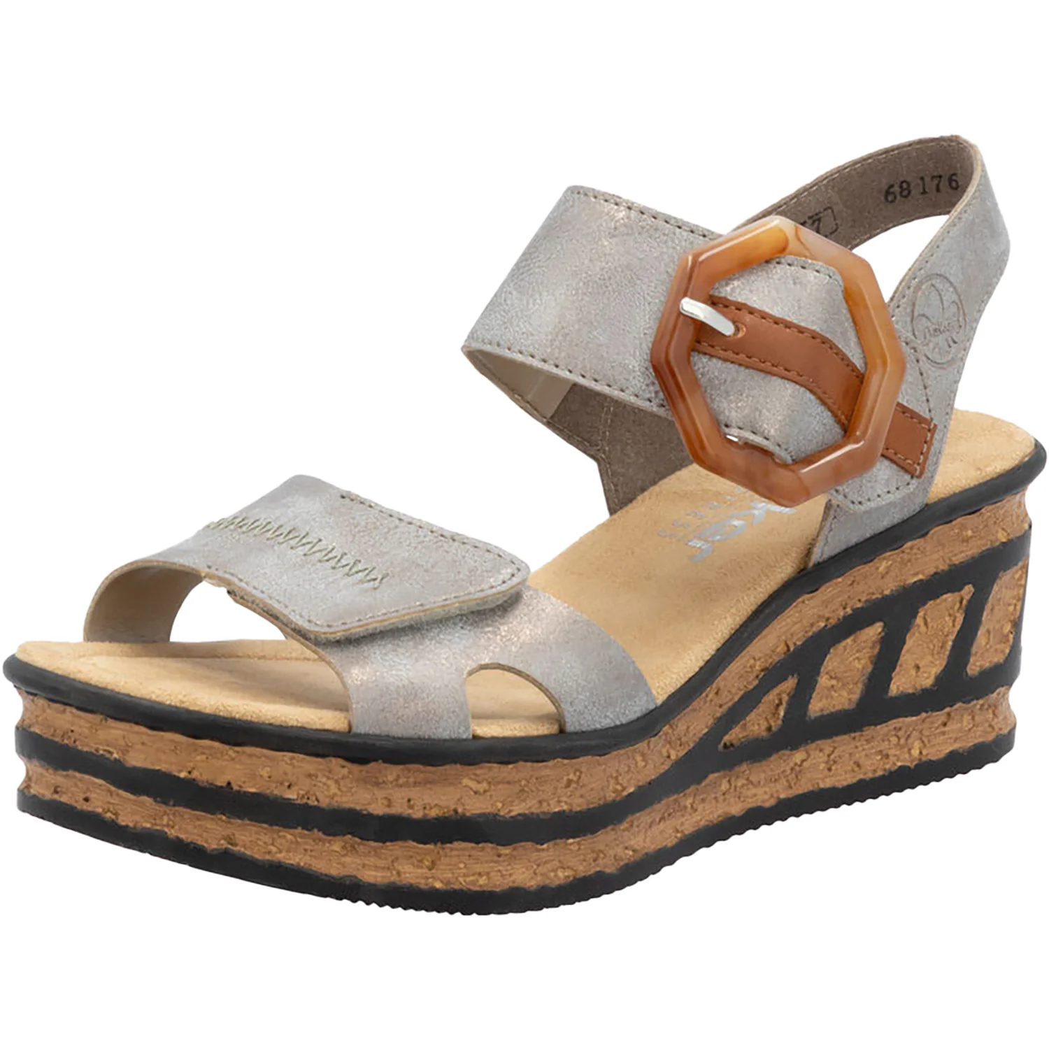 Rieker 68176-40 Women's Wedge Sandals Grey/Cayenne Synthetic - Image 5