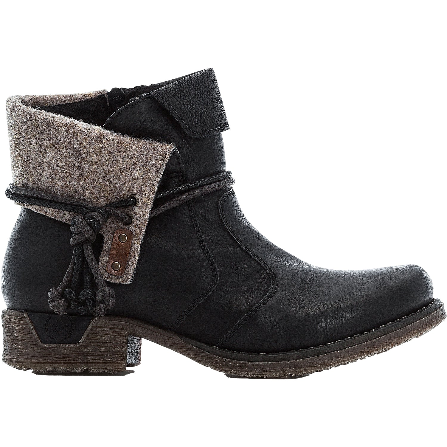 Rieker 79693-00 Women's Boots Schwarz/Schwarz/Wood Synthetic