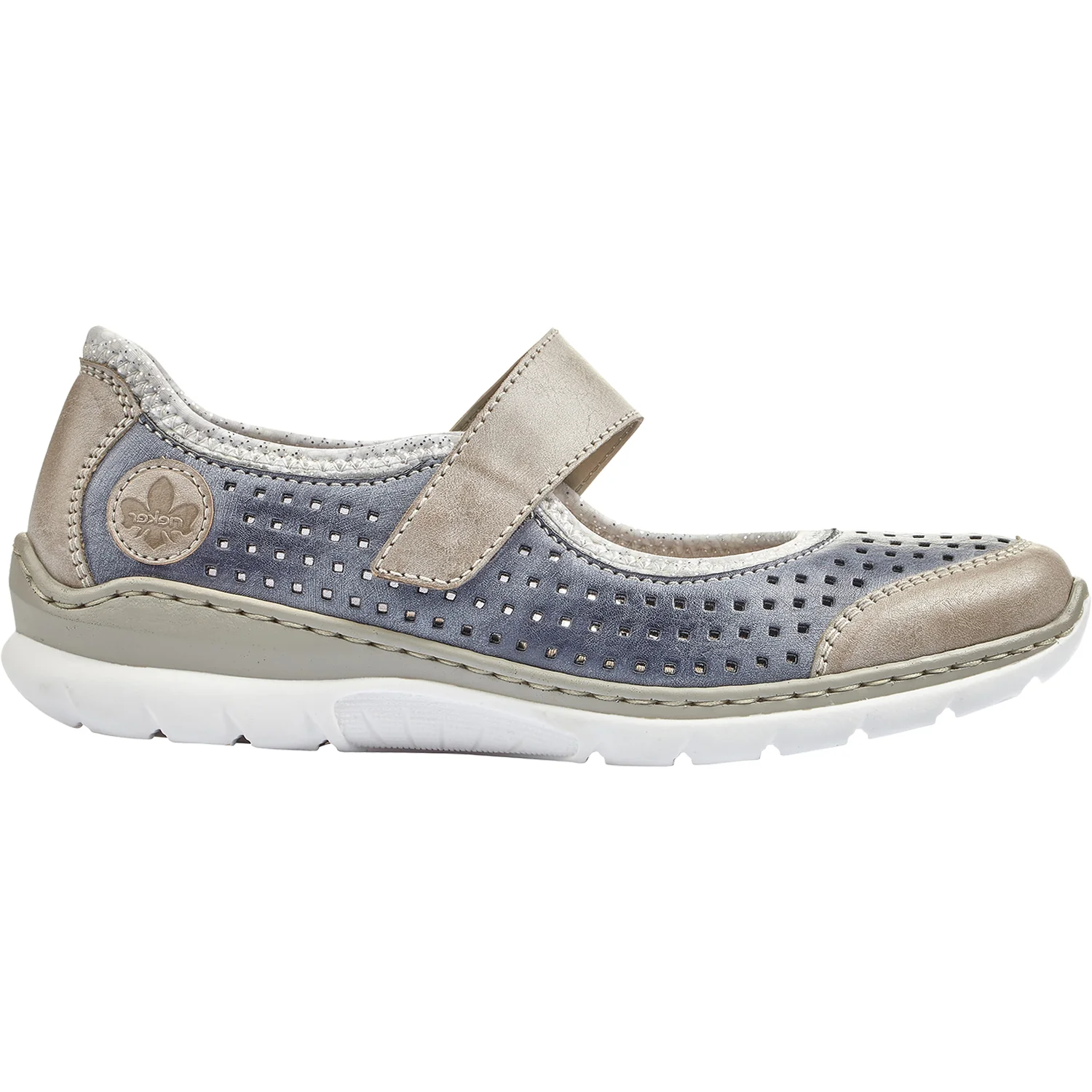 Rieker L32B5-42 Nikita B5 Women's Mart Jane Sneakers Steel/Jeans/Silver Synthetic
