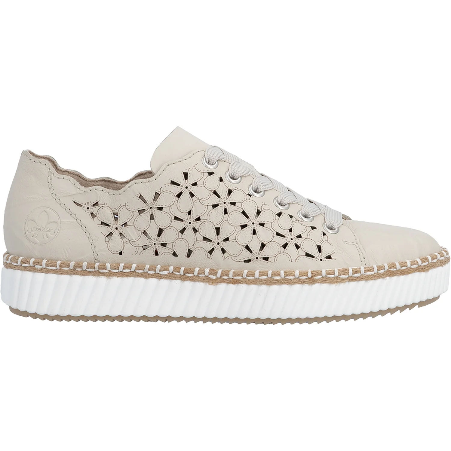 Rieker M2902-60 Women's Sporty Lace Up Shoes Crema/Perle