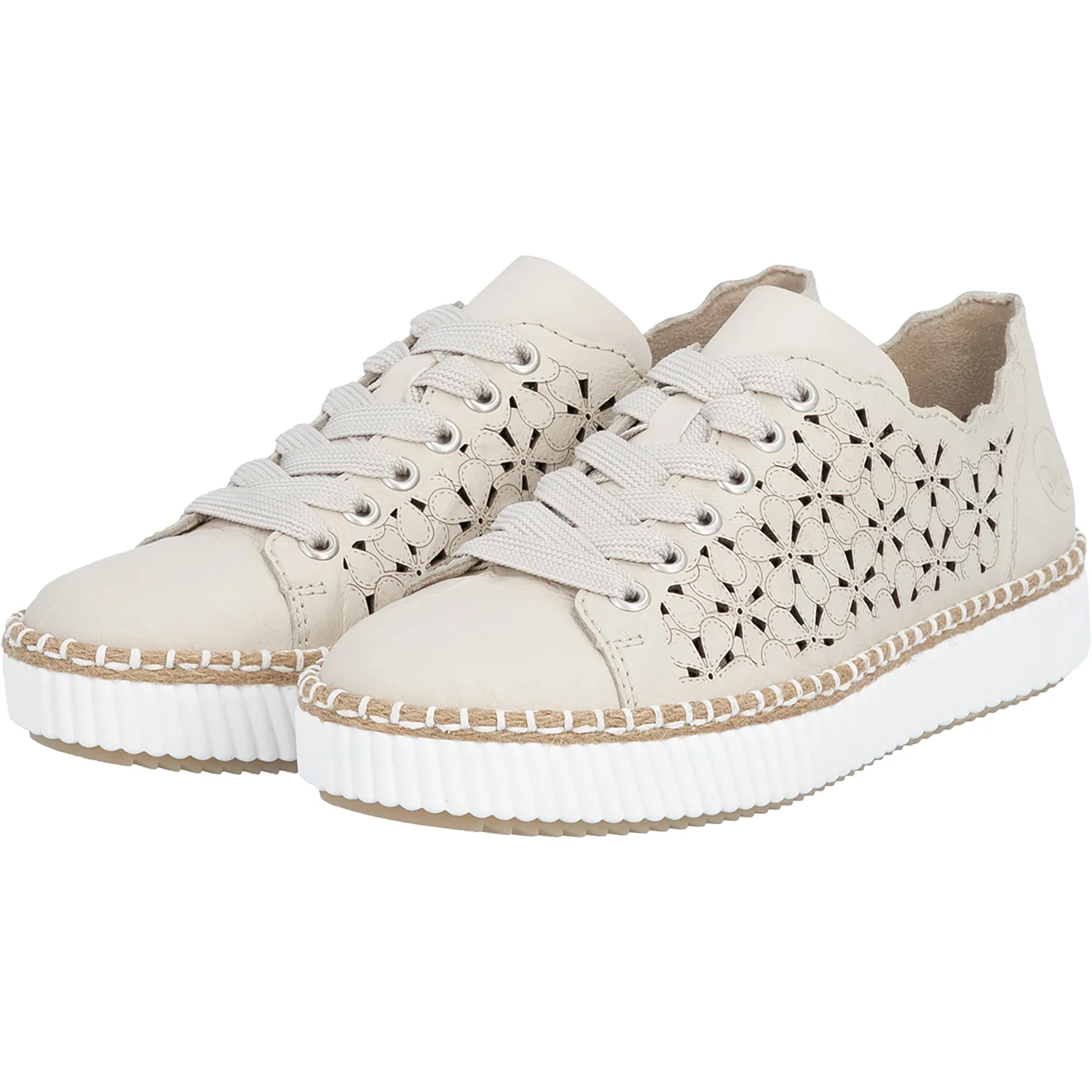 Rieker M2902-60 Women's Sporty Lace Up Shoes Crema/Perle - Image 7