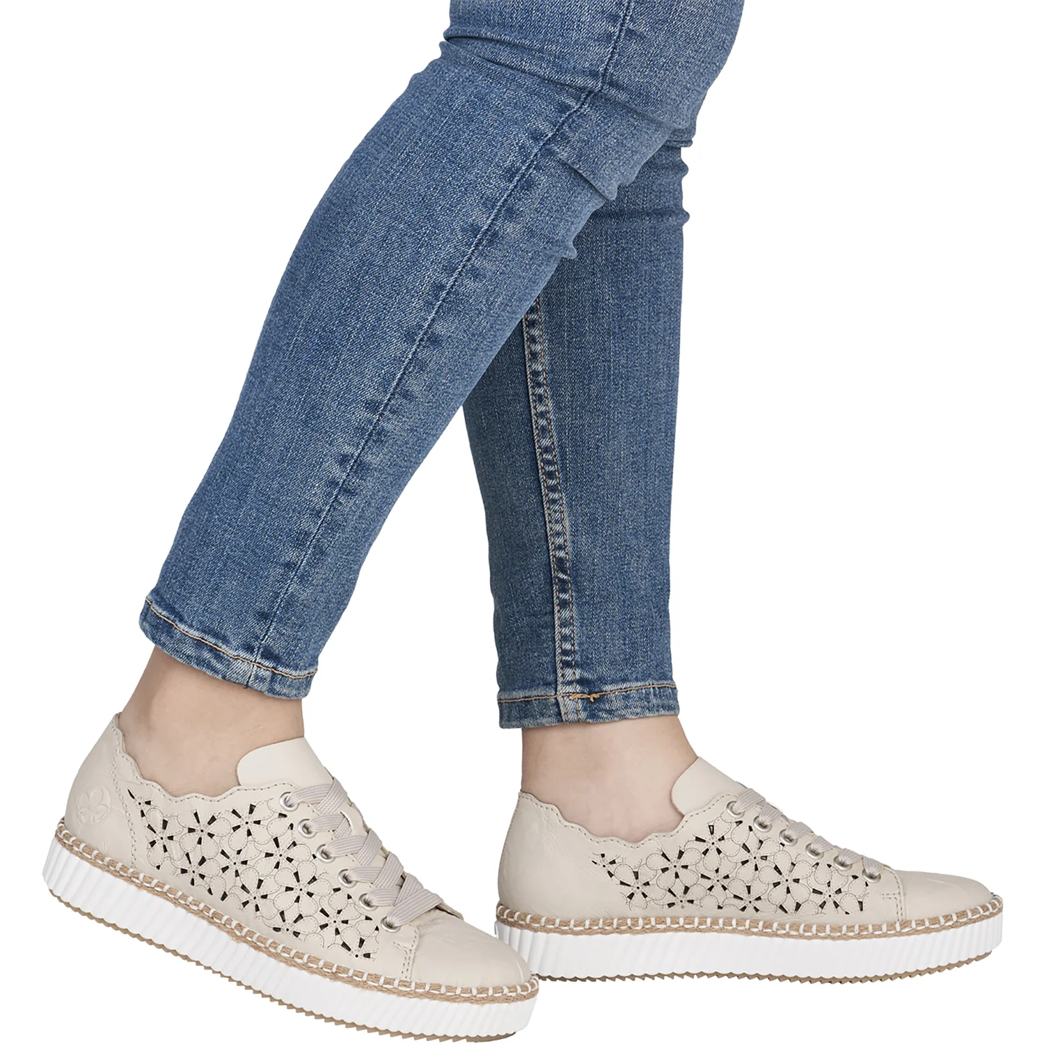 Rieker M2902-60 Women's Sporty Lace Up Shoes Crema/Perle - Image 8