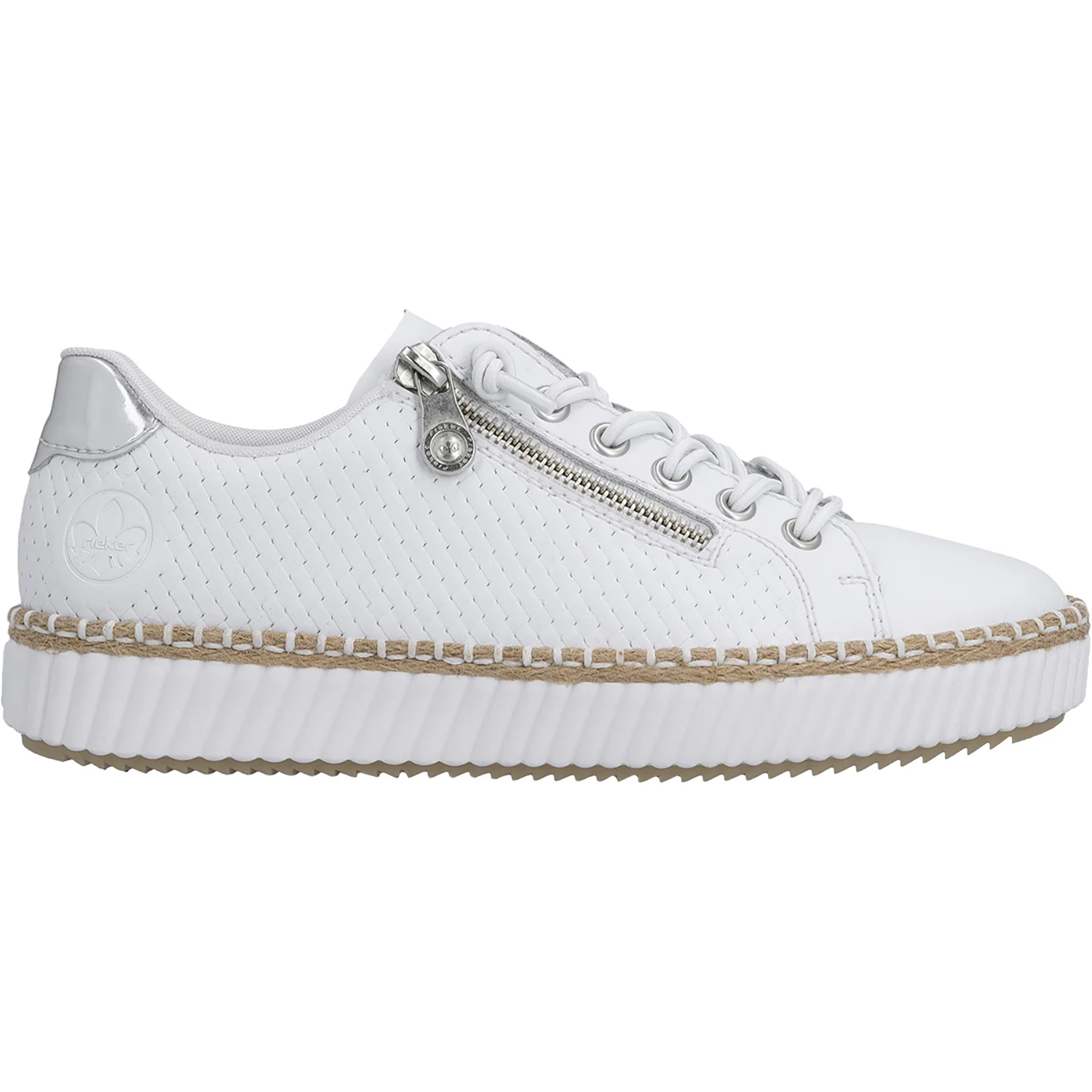 Rieker M2940-81 Women's Sporty Lace Up Shoes Sportweiss/Argento/Weiss
