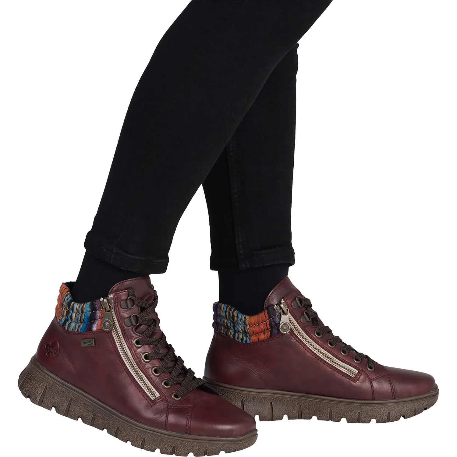 Rieker N1305-35 Women's Boots Vino/Orange-Multi/Vinorosso - Image 6