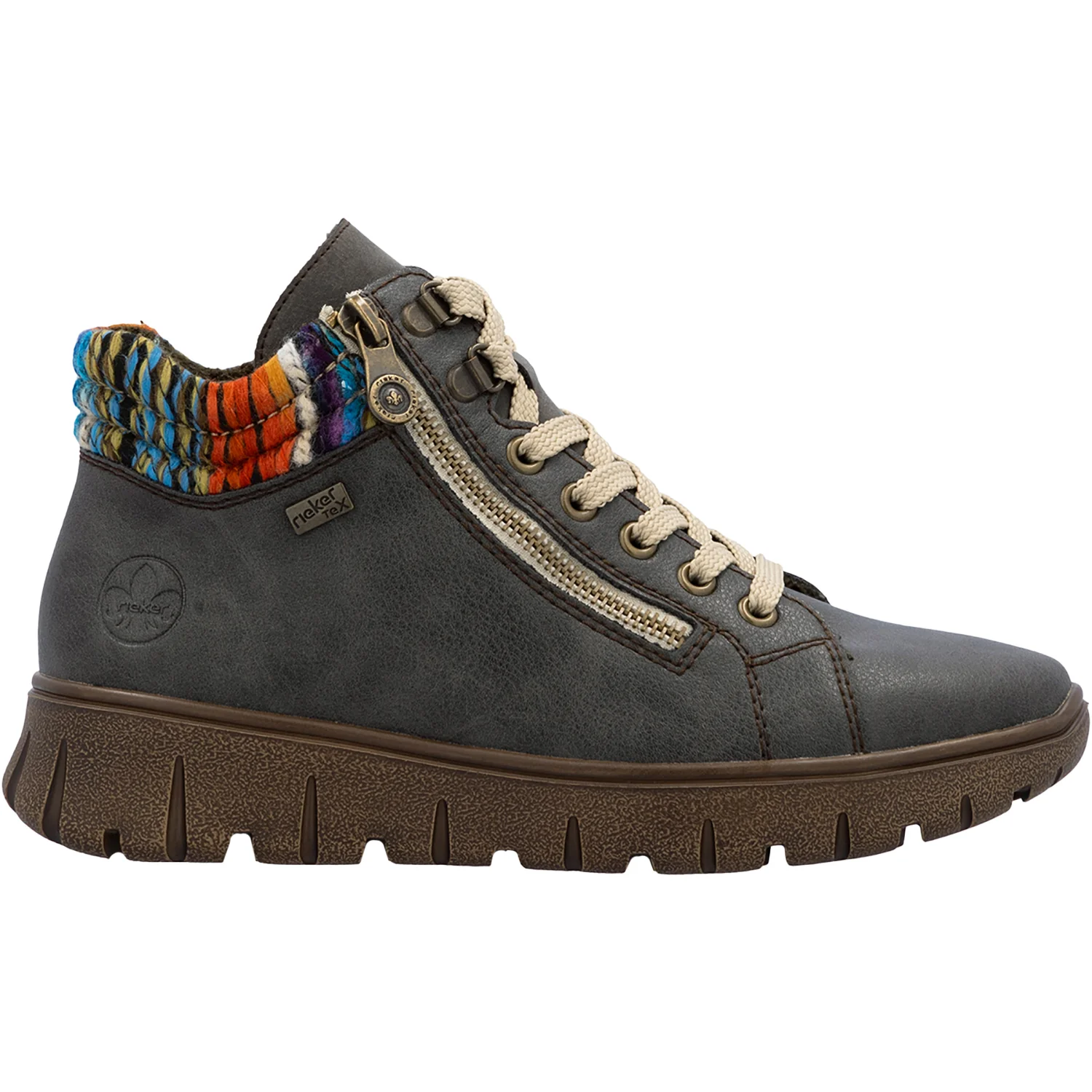 Rieker N1305-45 Women's Boots Basalt/Orange-Multi/Basalt
