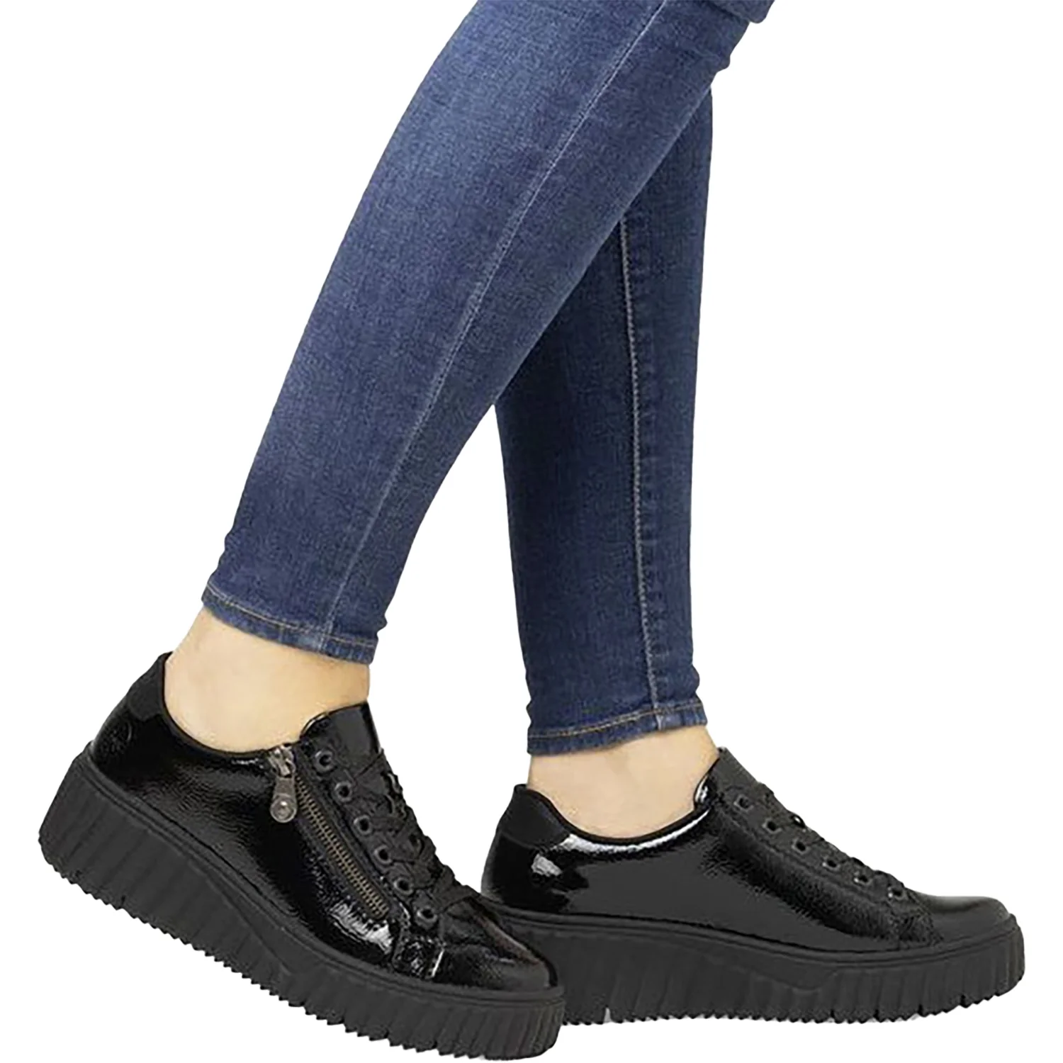 Rieker N2501-00 Women's Shoes Nero/Schwarz/Black Crashlack Patent Leather - Image 5