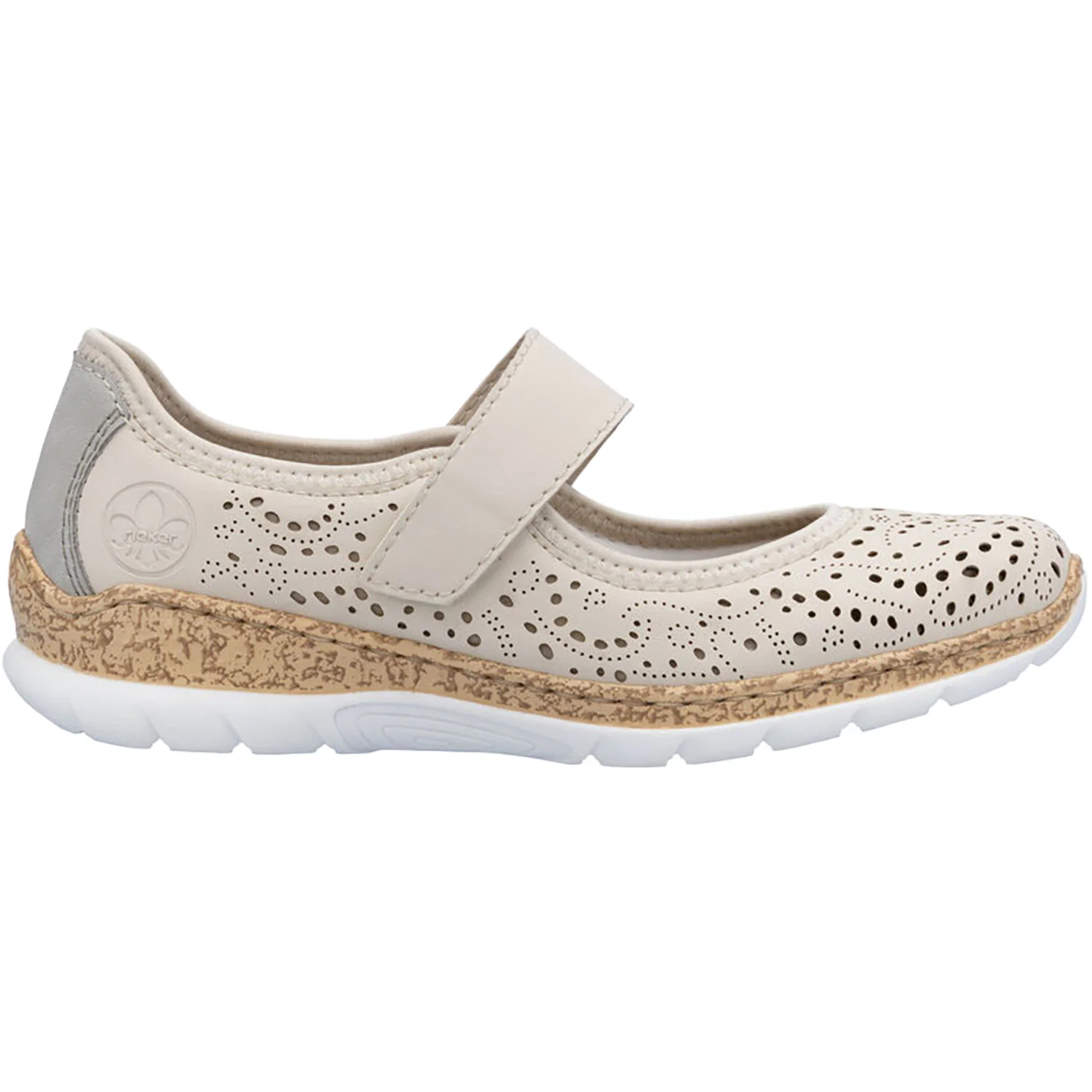 Rieker N4299-60 Stretch Women's Shoes Perle/Cement/Cream
