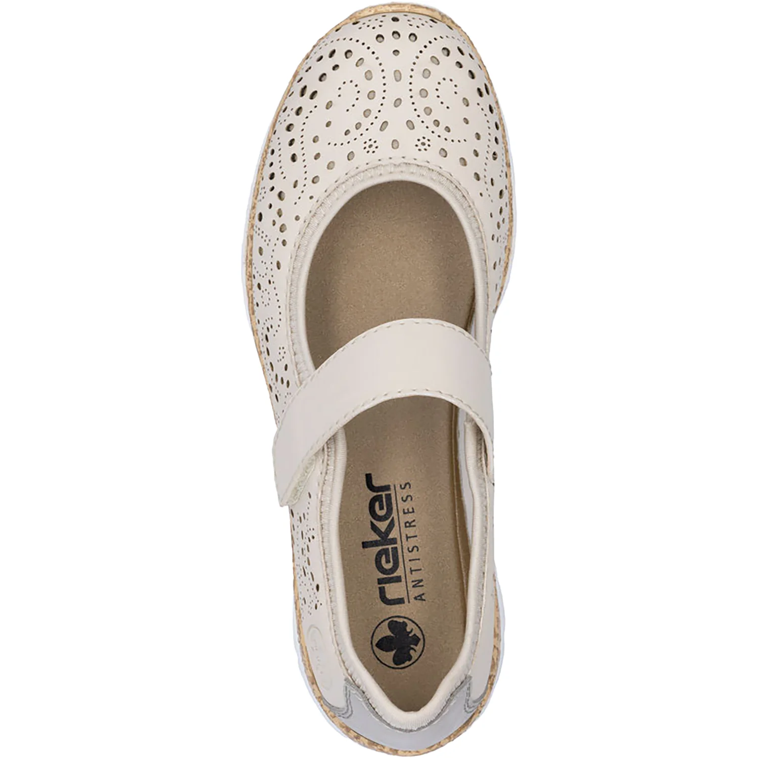 Rieker N4299-60 Stretch Women's Shoes Perle/Cement/Cream - Image 2