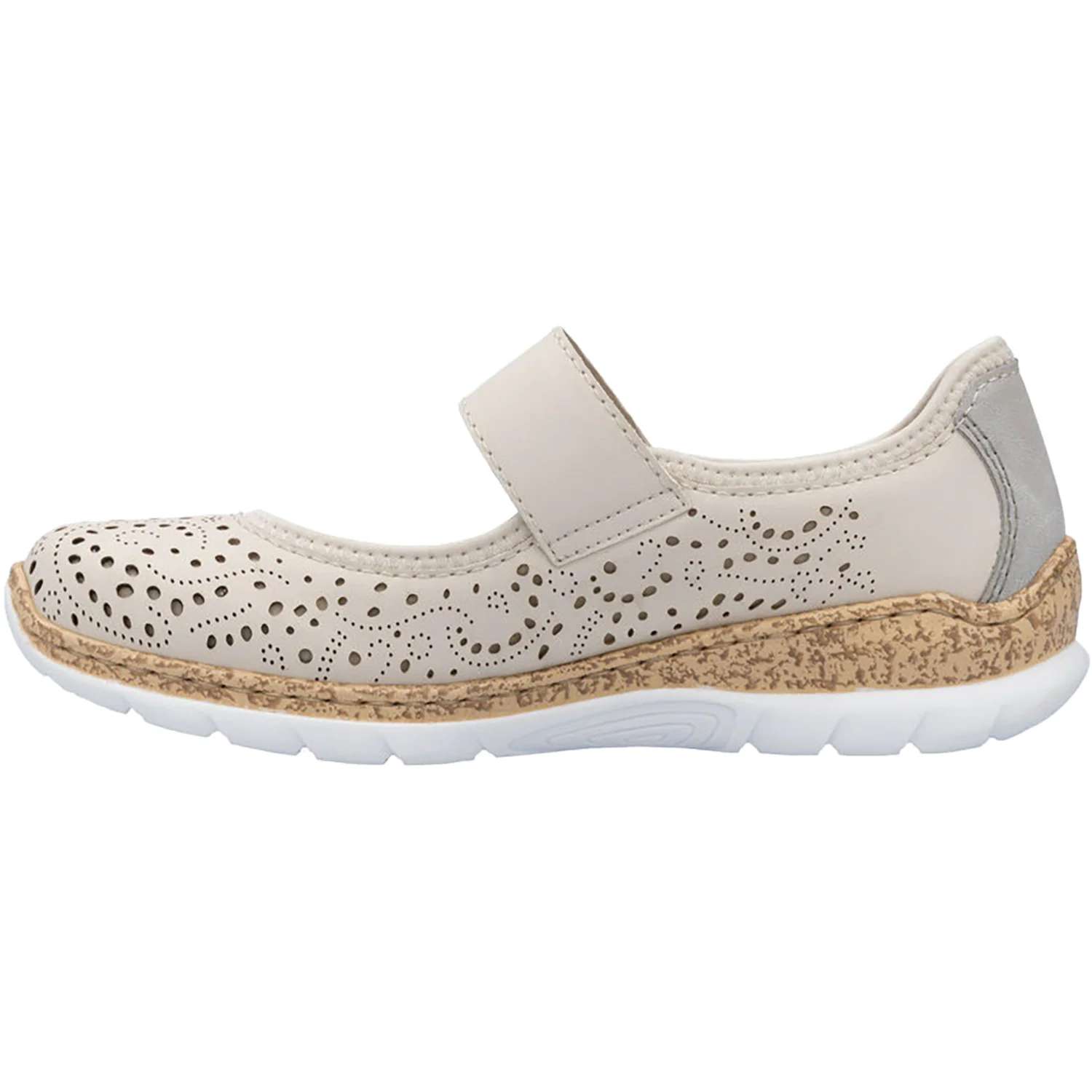 Rieker N4299-60 Stretch Women's Shoes Perle/Cement/Cream - Image 3