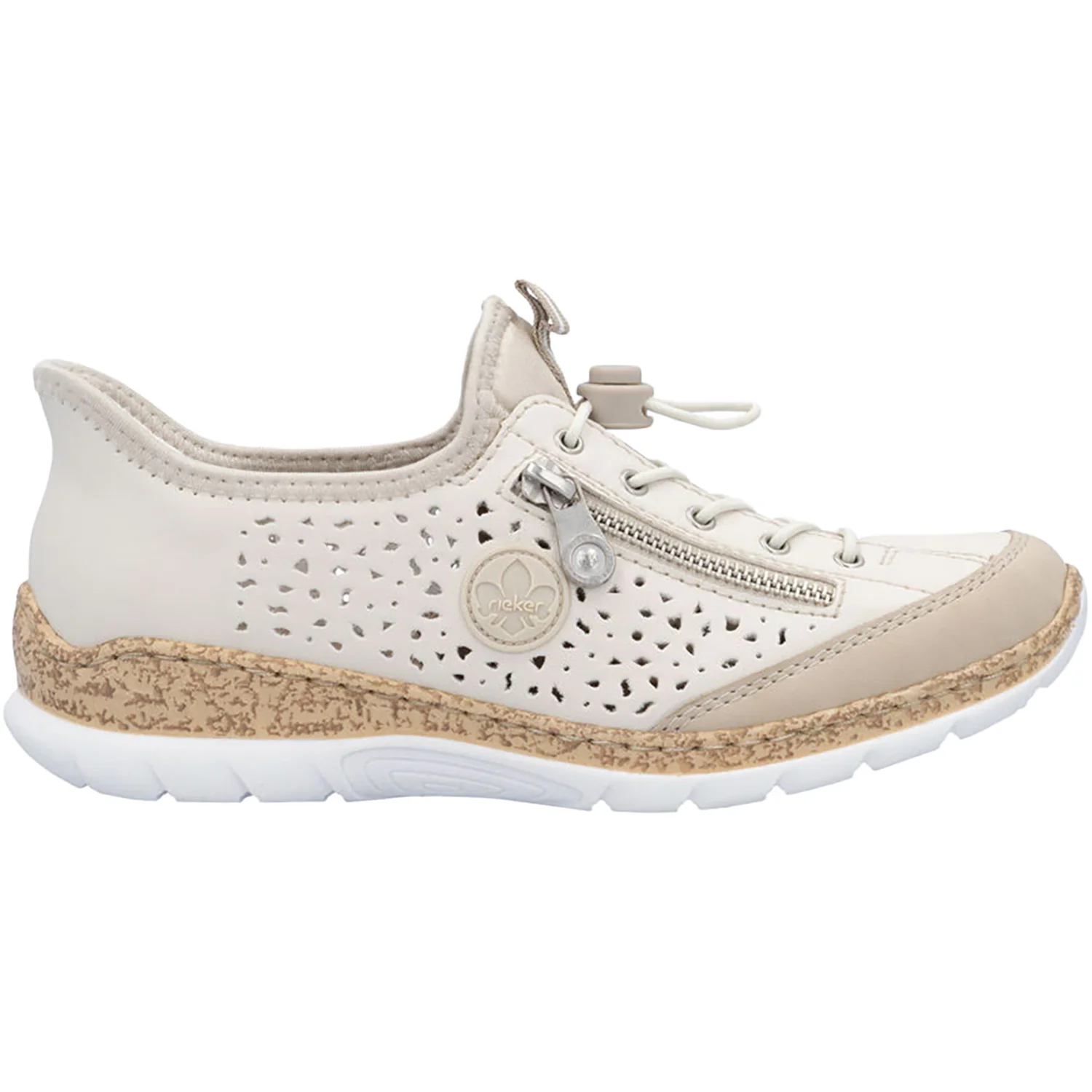 Rieker N42V3-60 Women's Slip Ons Sporty Perle/Porzellan Synthetic