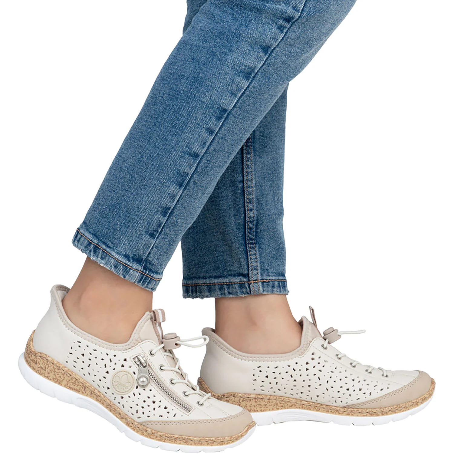 Rieker N42V3-60 Women's Slip Ons Sporty Perle/Porzellan Synthetic - Image 6