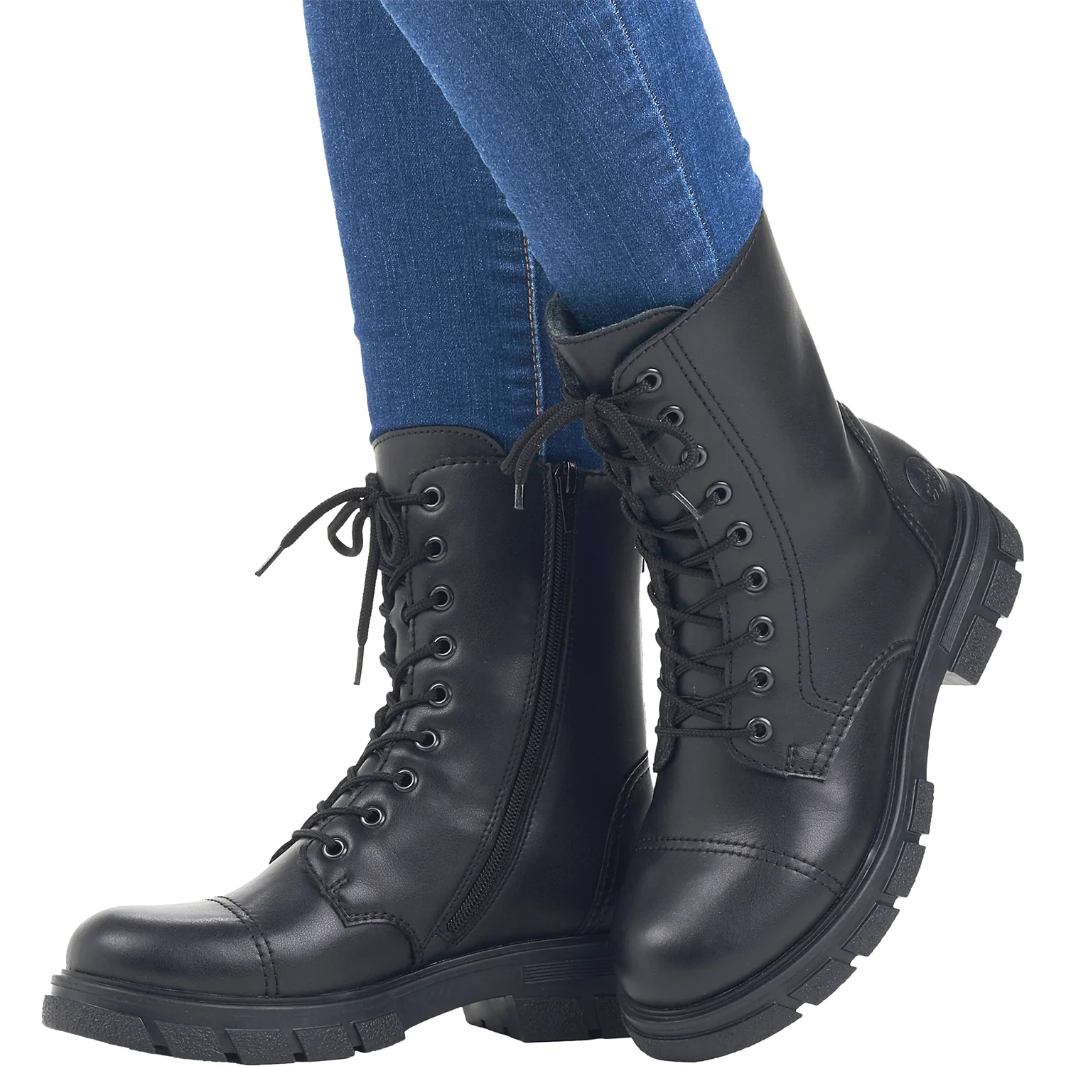 Rieker Z9107-00 Tora 07 Women's Combat Boots Black Leather - Image 4