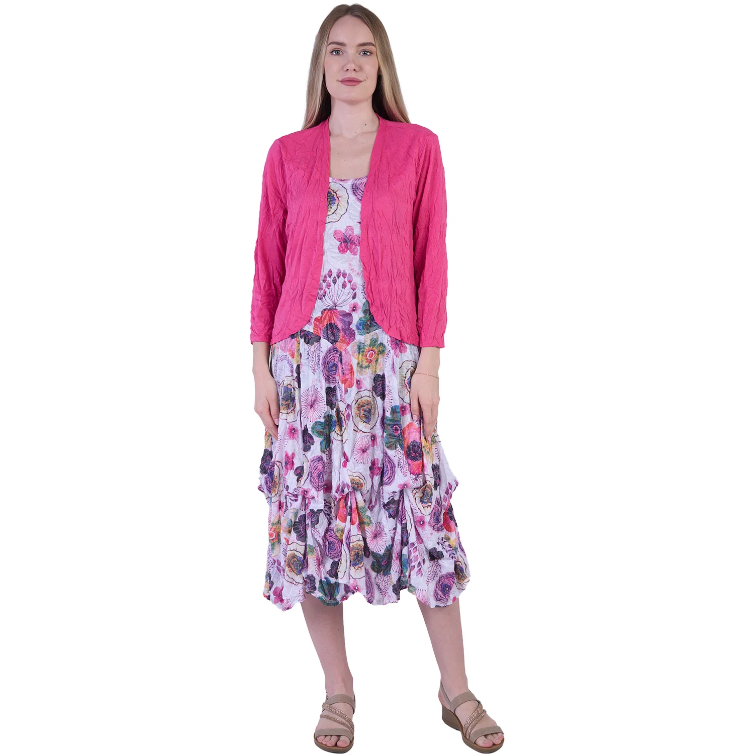 Shana Apparel Crinkle Basic Cardigan Women's Outerwear Tops Pink - Image 2