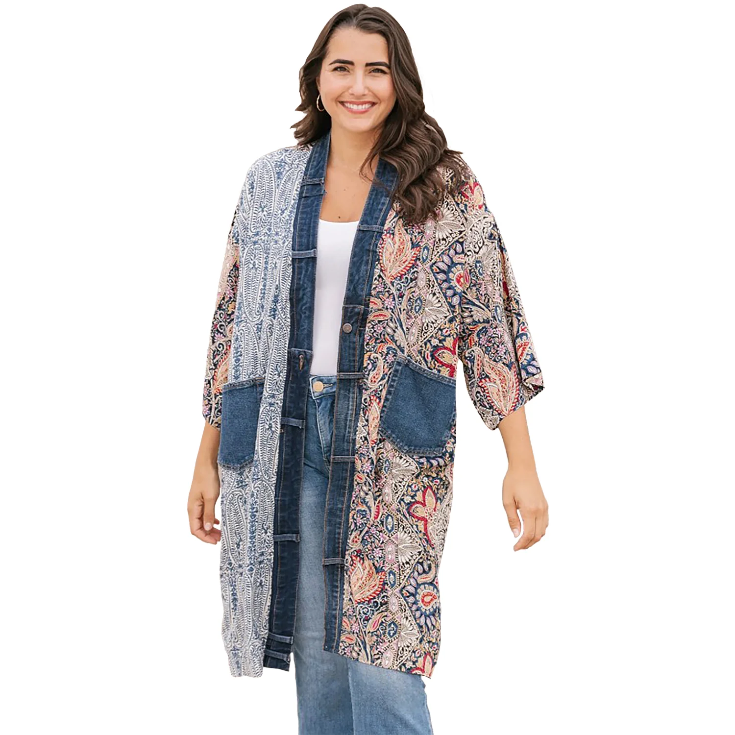 Shannon Passero Janis Cardigan Women's Outerwear Blue Paisley Mix
