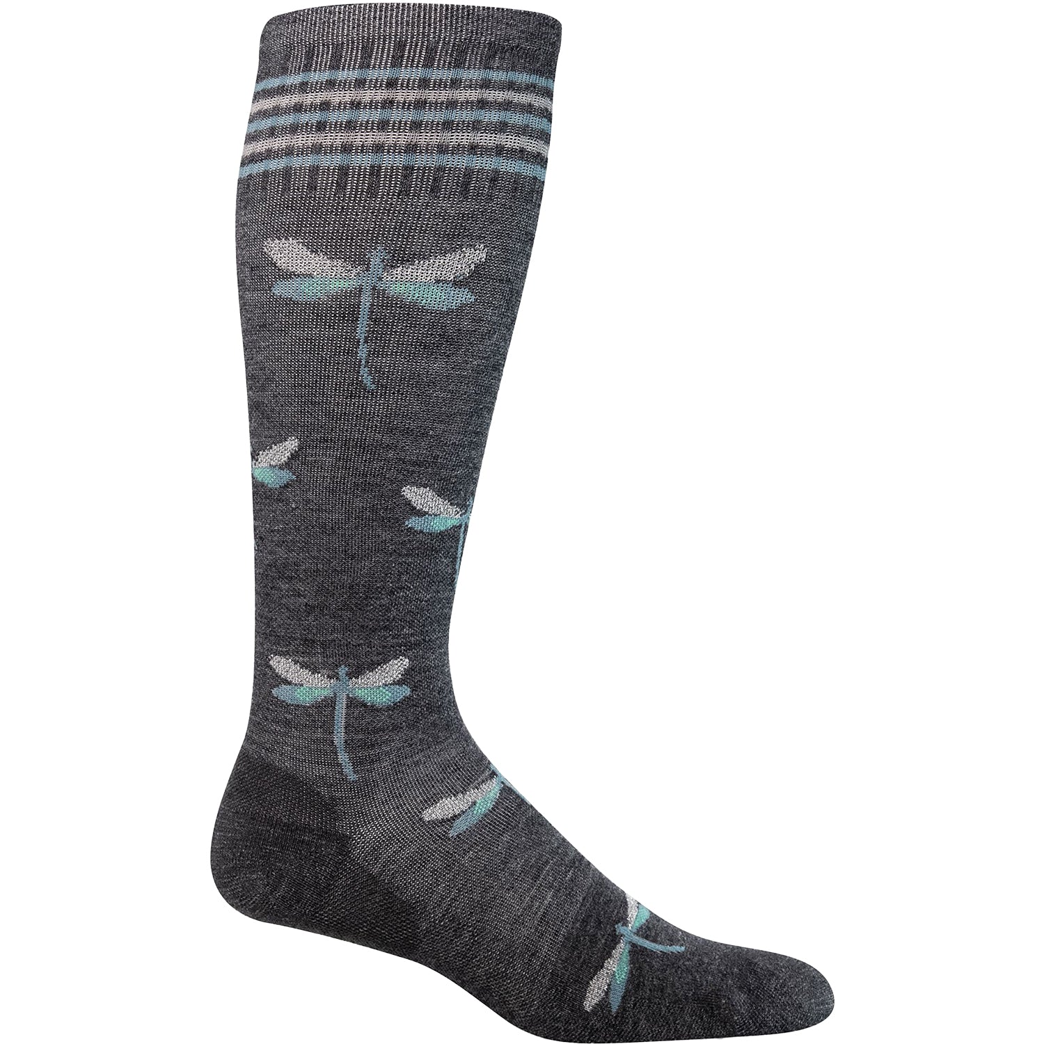 Sockwell 15-20 Dragonfly Charcoal W/Sparkle Women's Socks Compression Moderate Charcoal with Sparkle