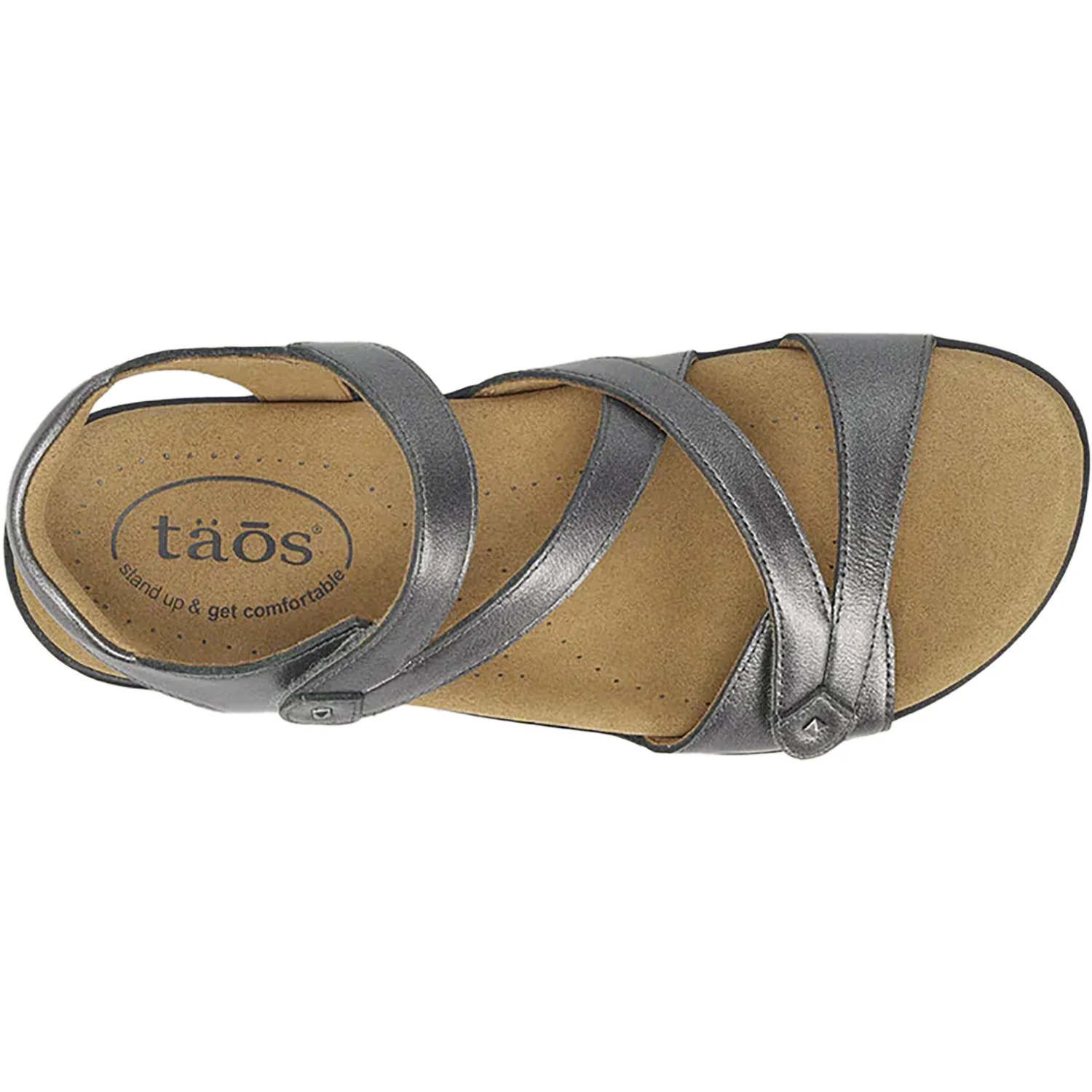 Taos Big Time Women's Ankle Strap Sandals Pewter Leather - Image 2