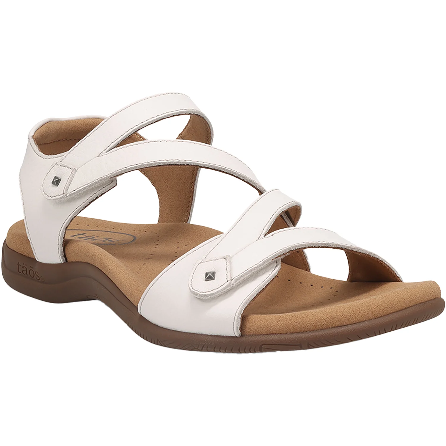 Taos Big Time Women's Ankle Strap Sandals White Leather - Image 5