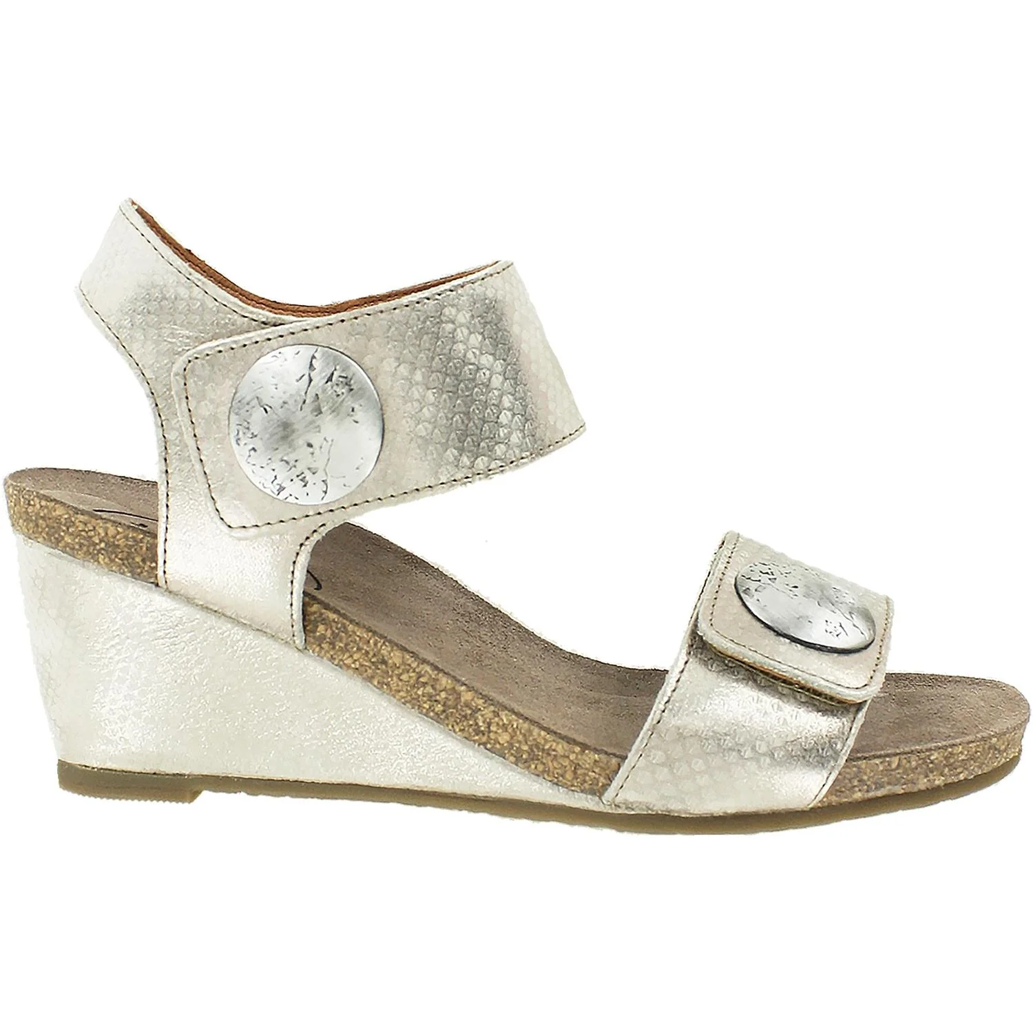 Taos Carousel 2 Women's Wedge Heel Sandals Silver Leather