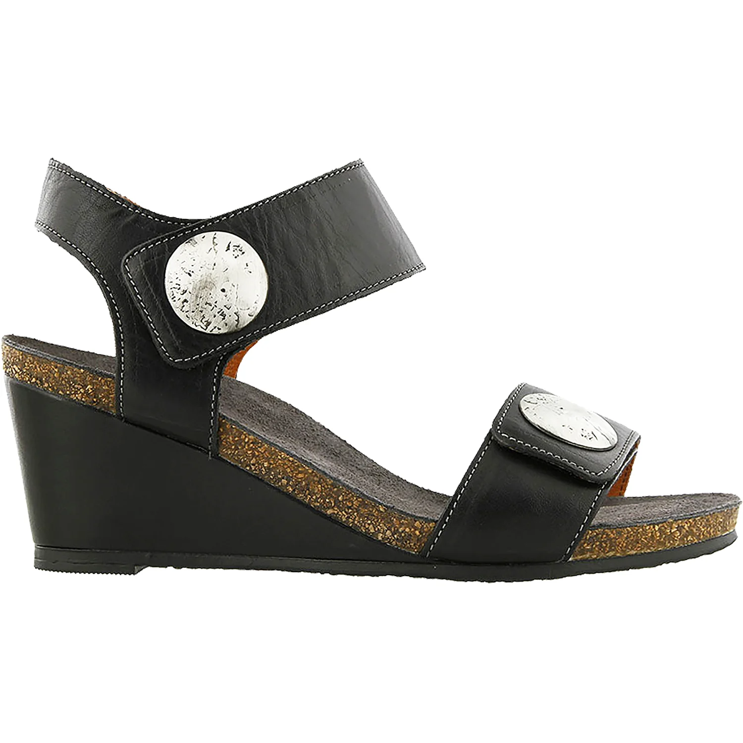 Taos Carousel 3 Women's Wedge Heel Sandals Black Leather