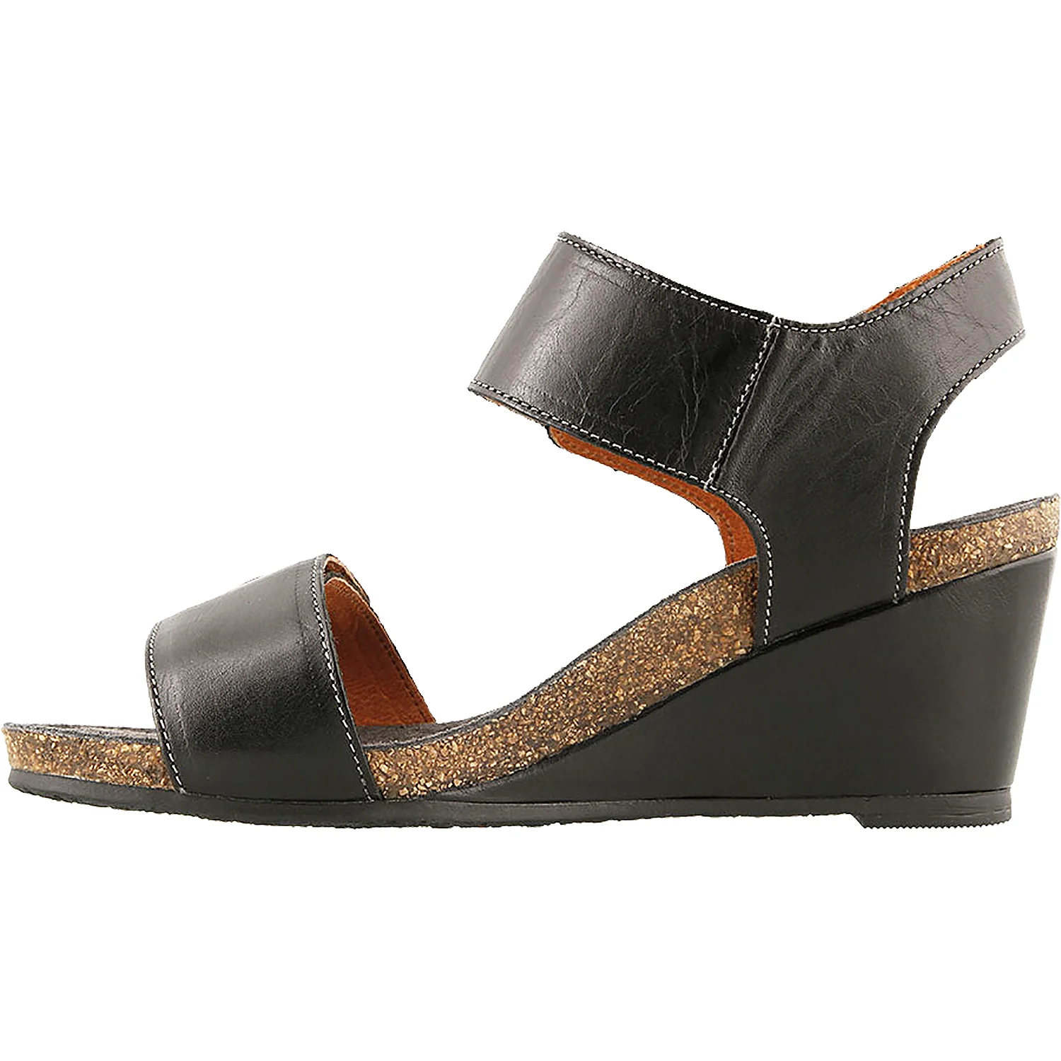 Taos Carousel 3 Women's Wedge Heel Sandals Black Leather - Image 3