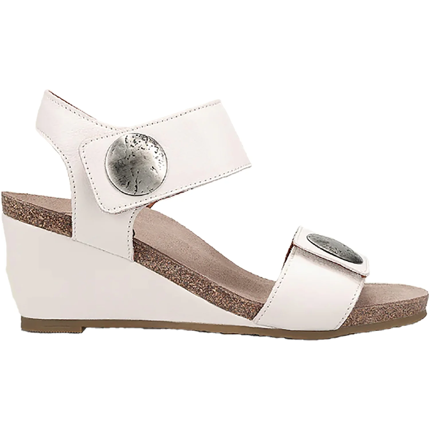 Taos Carousel 3 Women's Wedge Heel Sandals White Leather
