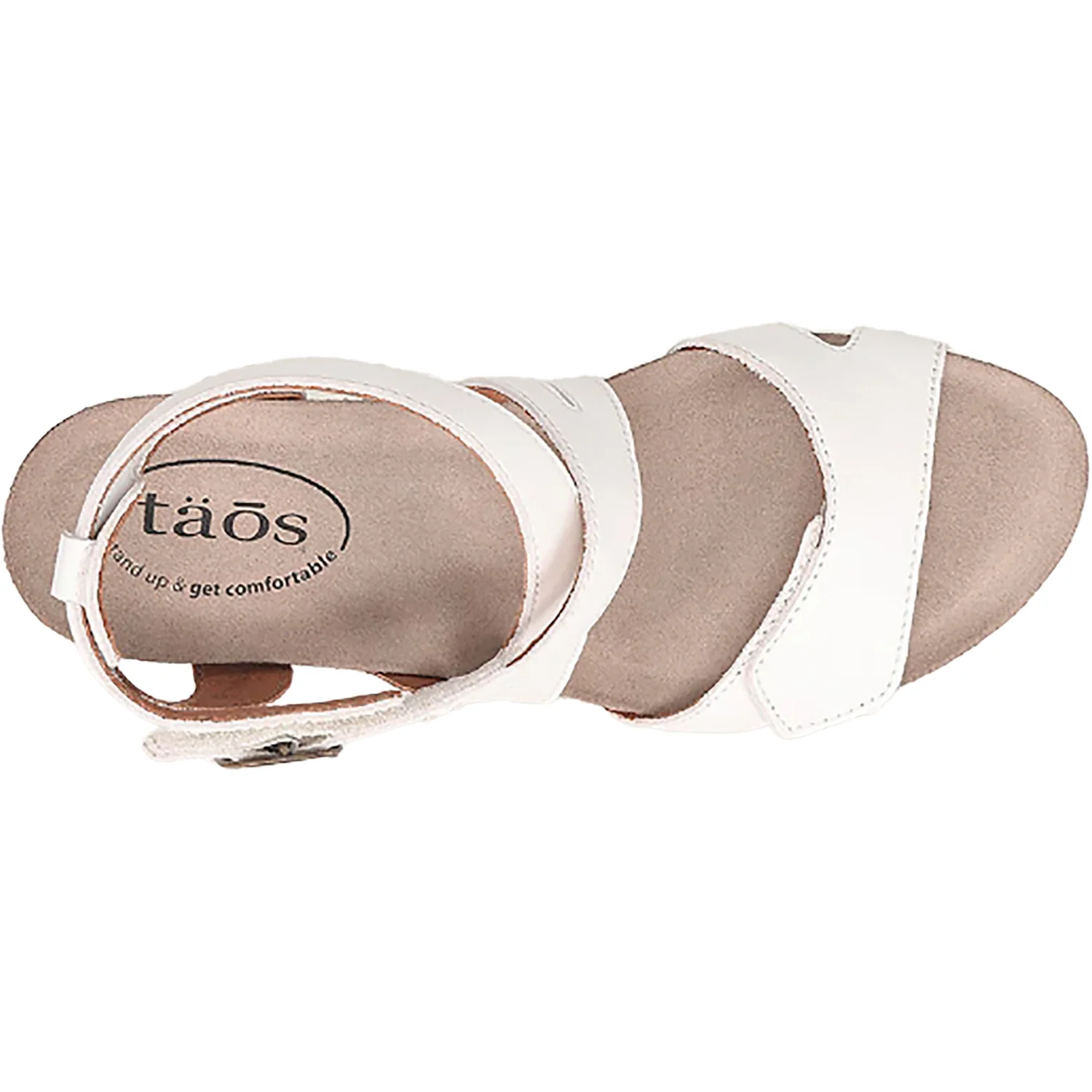 Taos Carousel 3 Women's Wedge Heel Sandals White Leather - Image 2