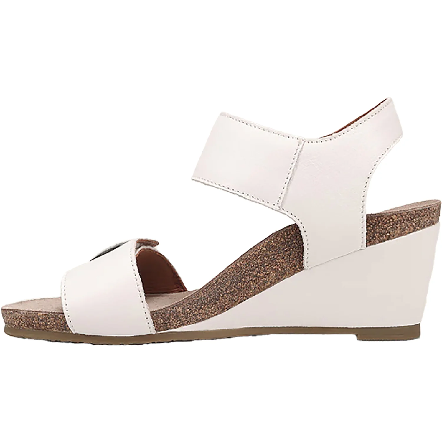 Taos Carousel 3 Women's Wedge Heel Sandals White Leather - Image 3