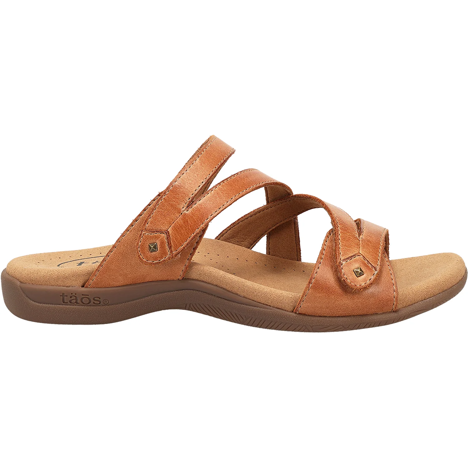 Taos Double U Women's Slide Sandals Caramel Leather