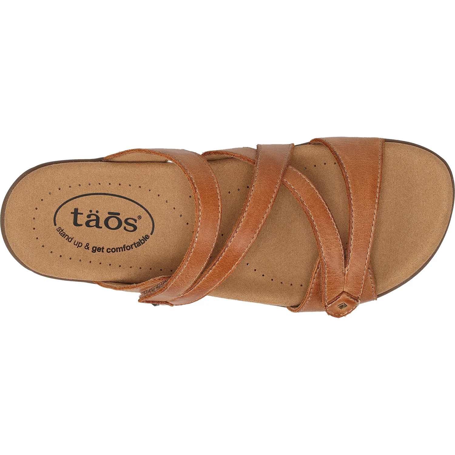 Taos Double U Women's Slide Sandals Caramel Leather - Image 2