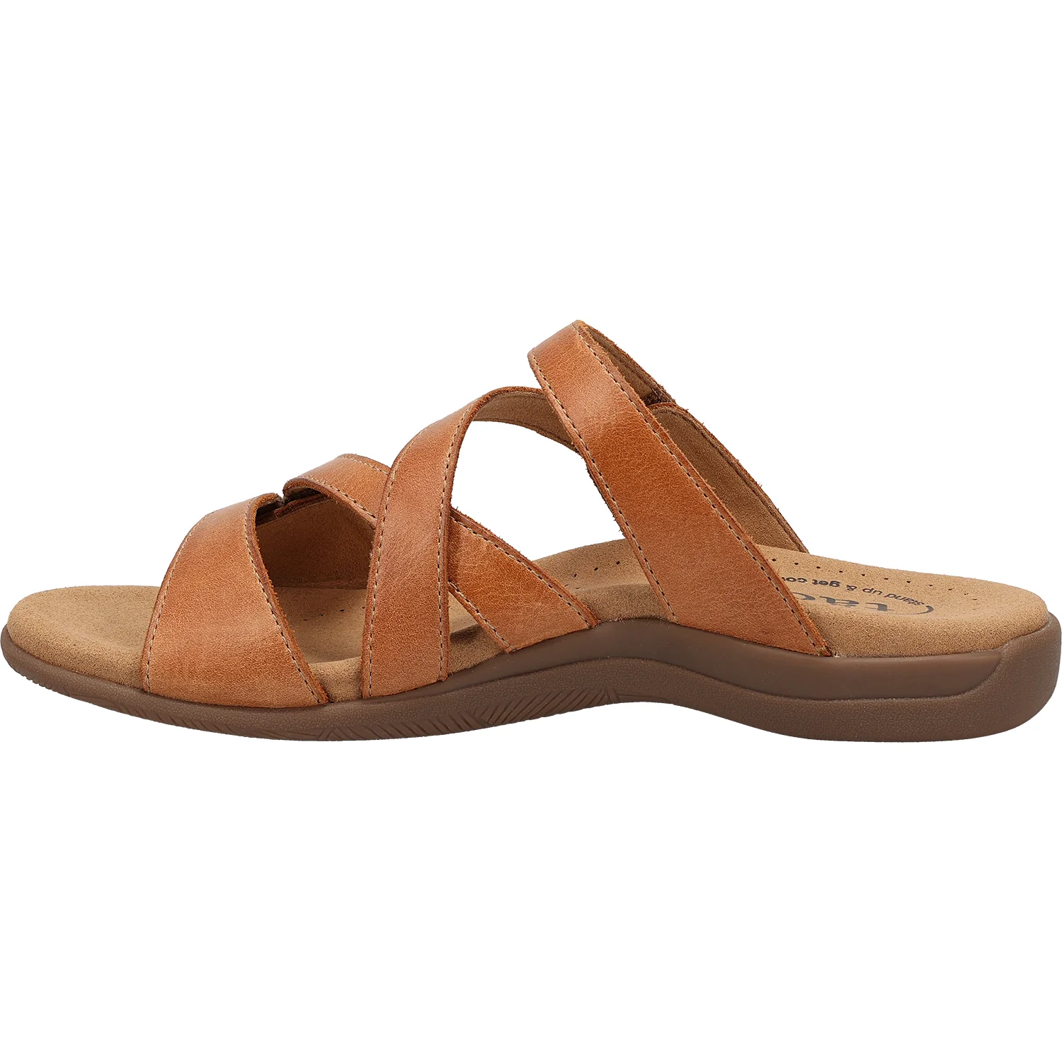 Taos Double U Women's Slide Sandals Caramel Leather - Image 3