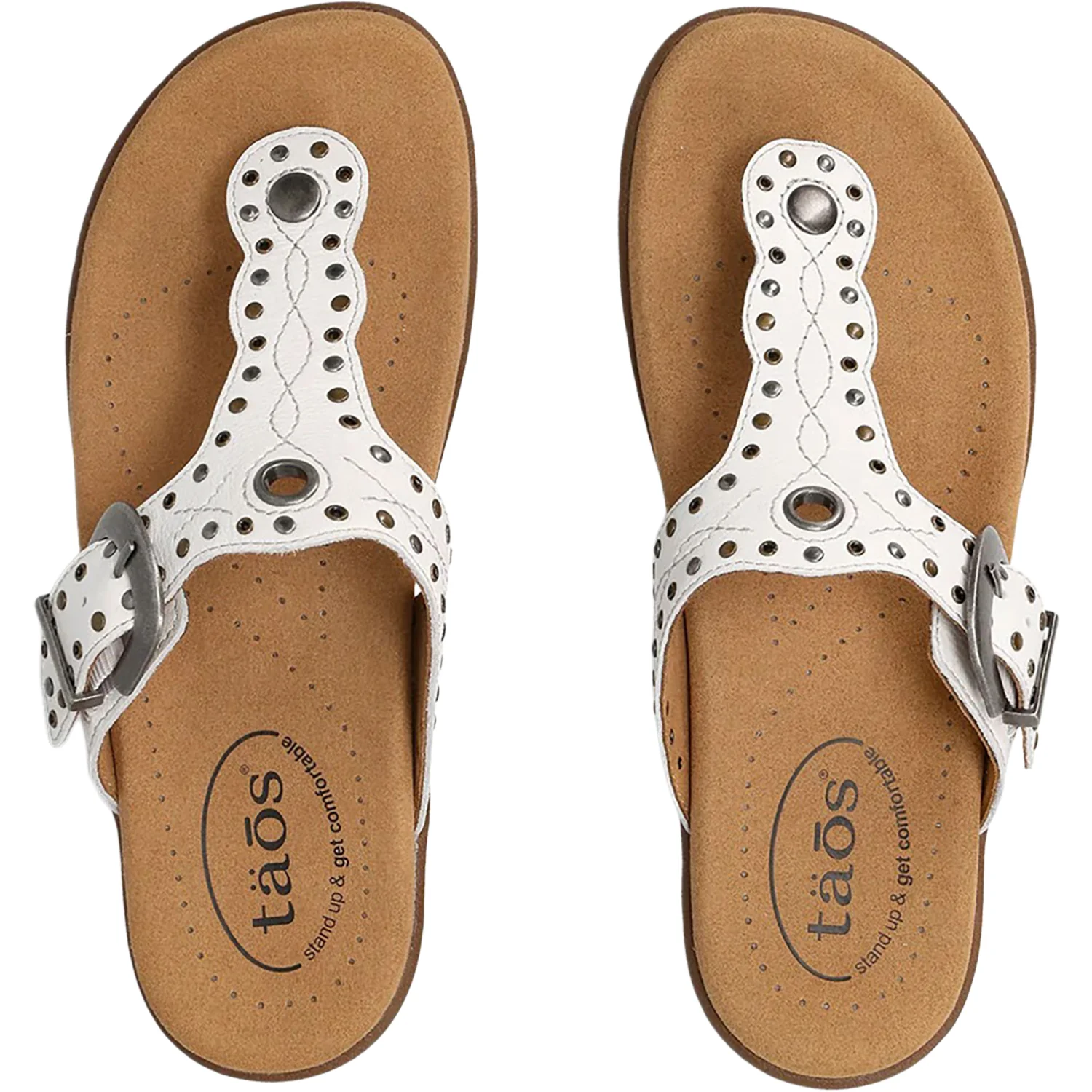 Taos Flash Women's Sandals White Leather - Image 2