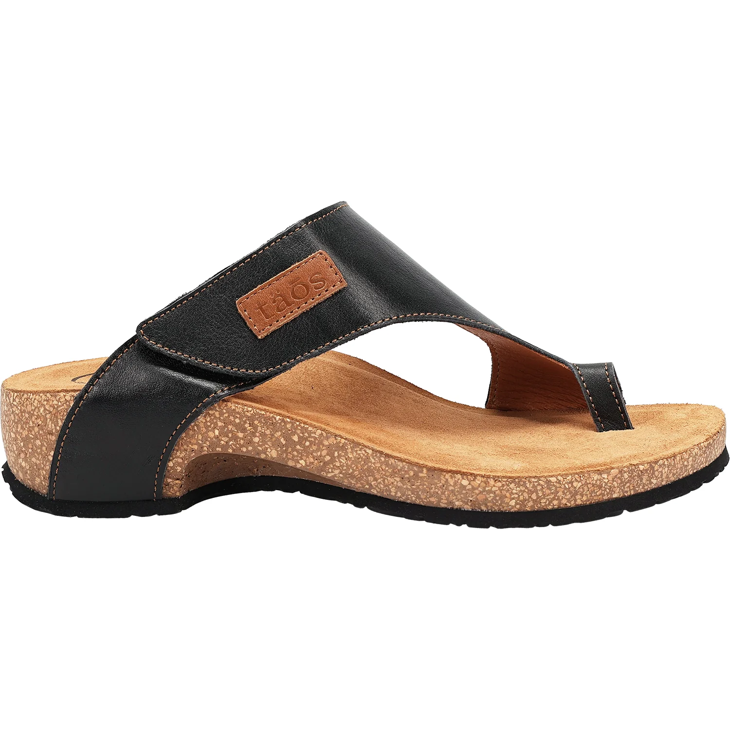 Taos Loop Women's Thong Sandals Black Leather