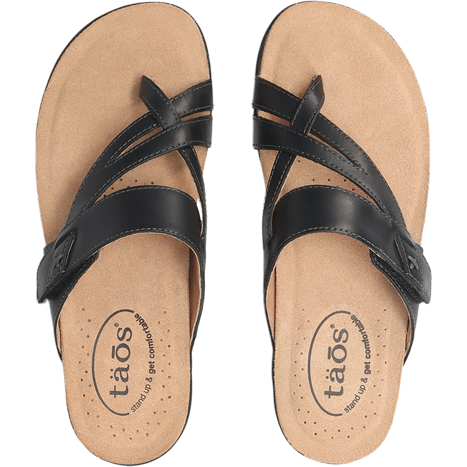 Taos Perfect Women's Thong Sandals Black Leather - Image 2