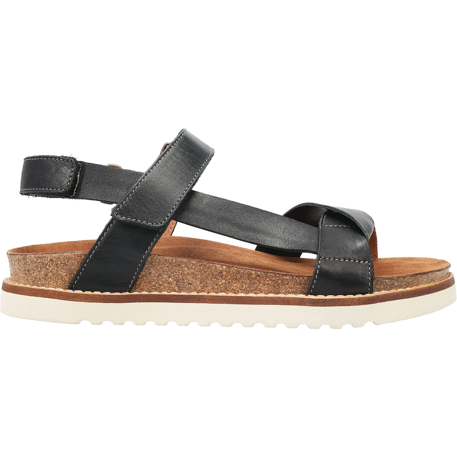 Taos Sideways Women's Ankle Strap Sandals Black Leather