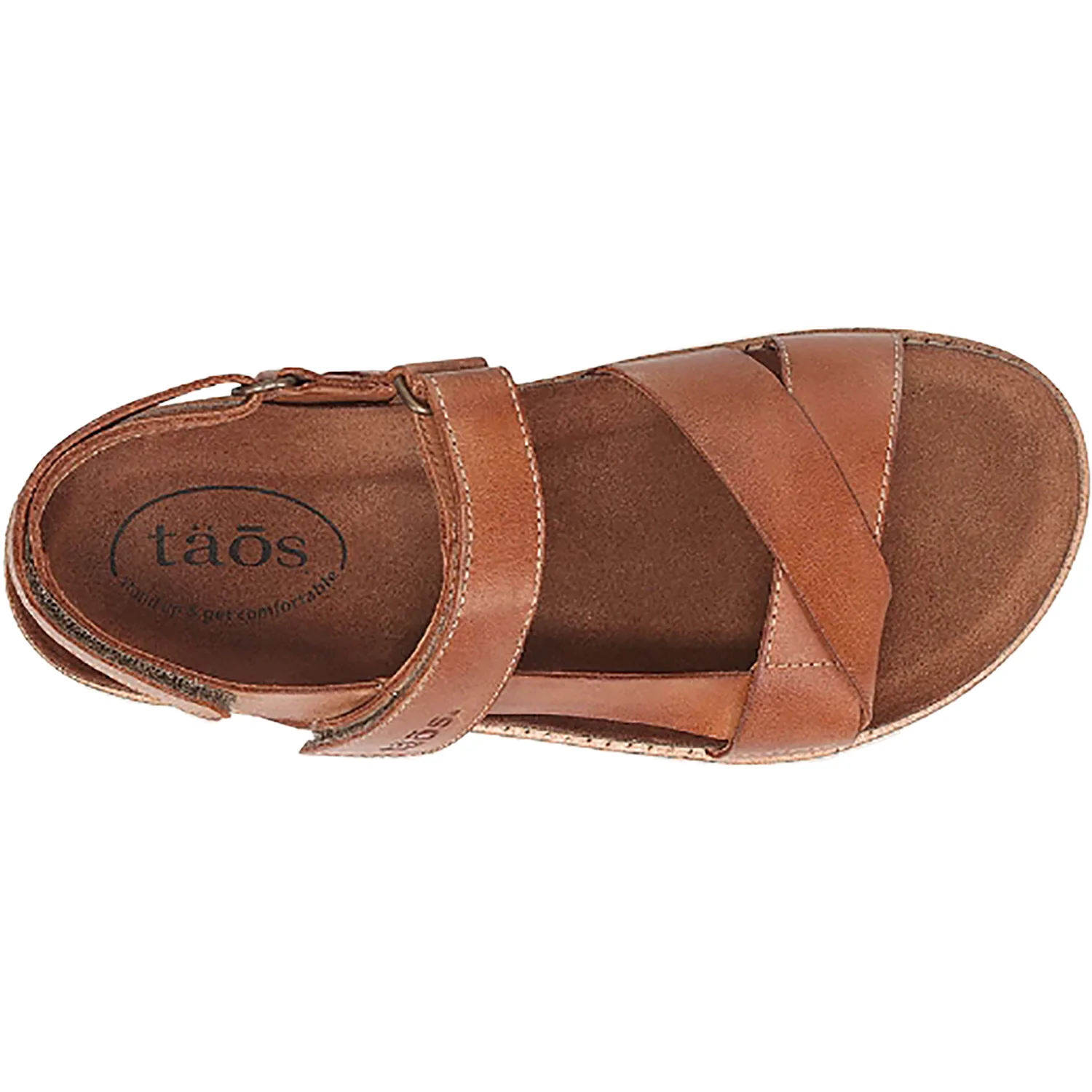 Taos Sideways Women's Ankle Strap Sandals Caramel Leather - Image 2