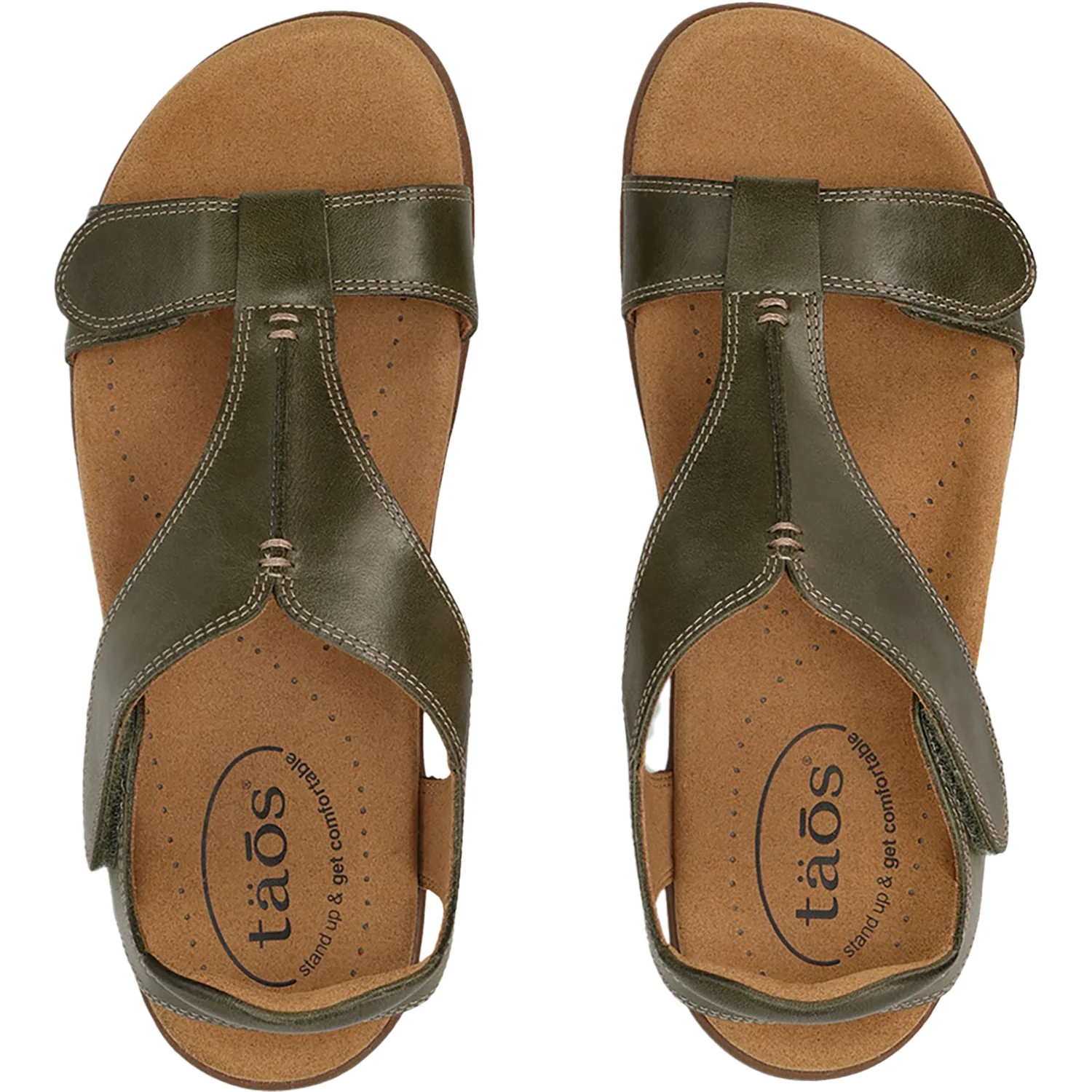 Taos The Show Women's Sandals Olive Leather - Image 2