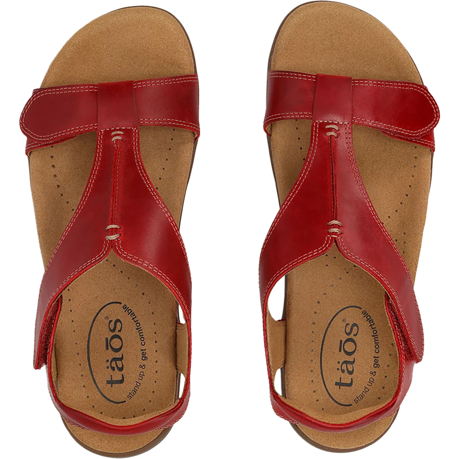 Taos The Show Women's Sandals Red Leather - Image 2