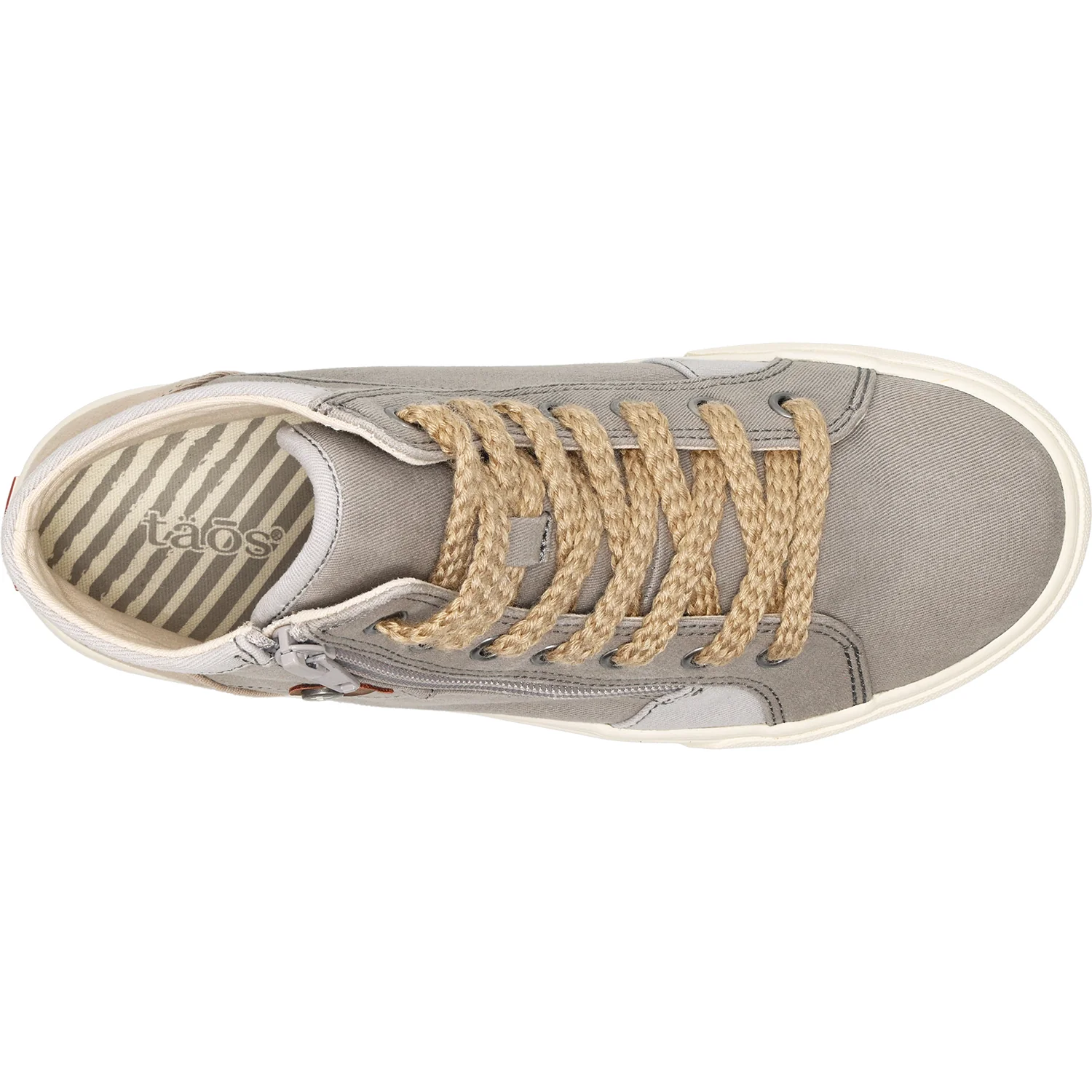 Taos Top Soul Women's High Top Sneakers Grey/Ecru Distressed Canvas - Image 2