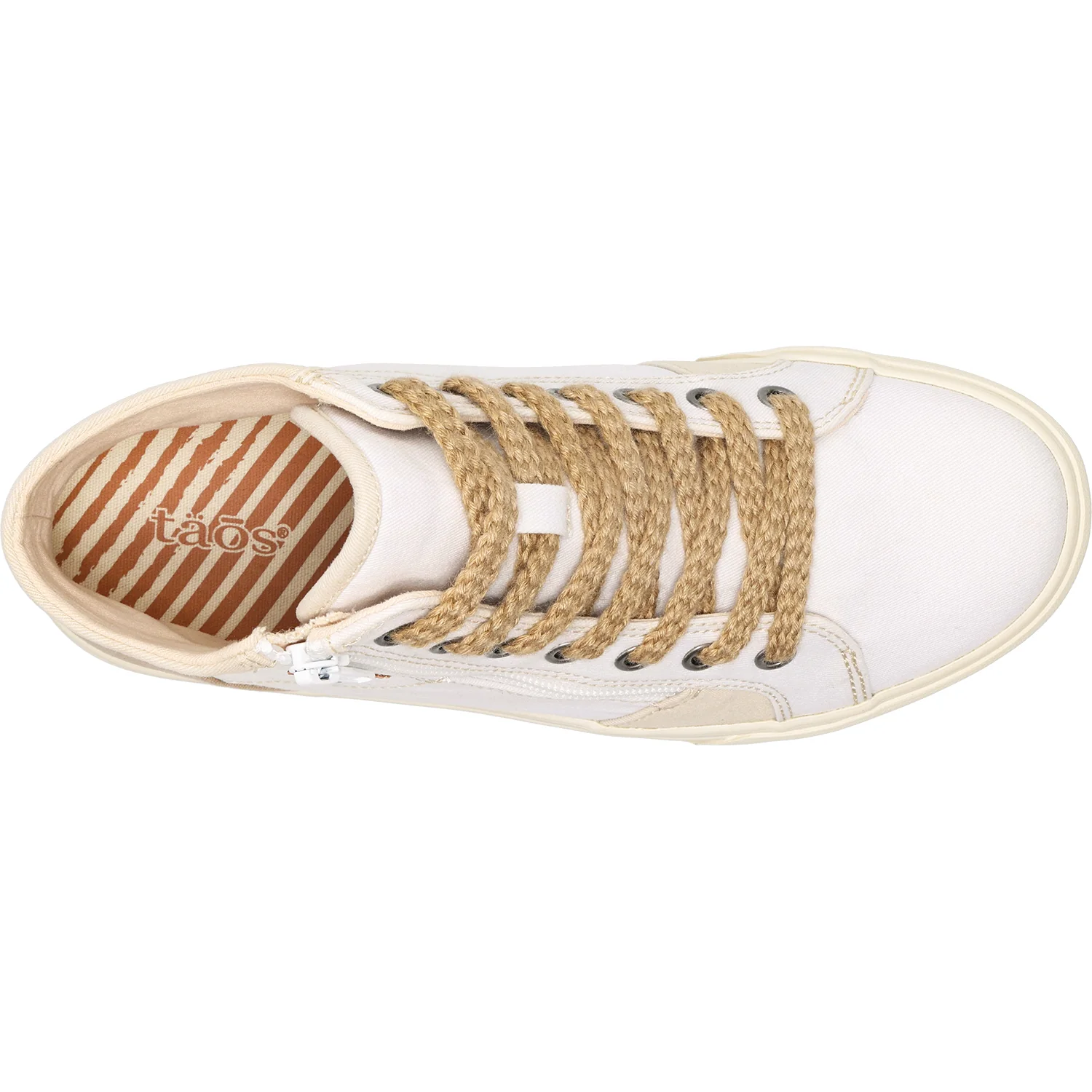 Taos Top Soul Women's High Top Sneakers White/Ecru Distressed Canvas - Image 2