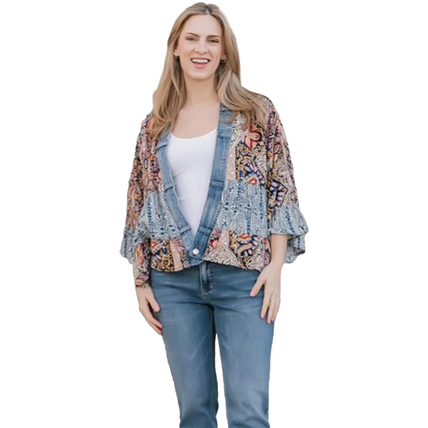 Tiffany Cardigan Paisley ix Women's Outerwear Tops Blue Paisley Mix - Image 2
