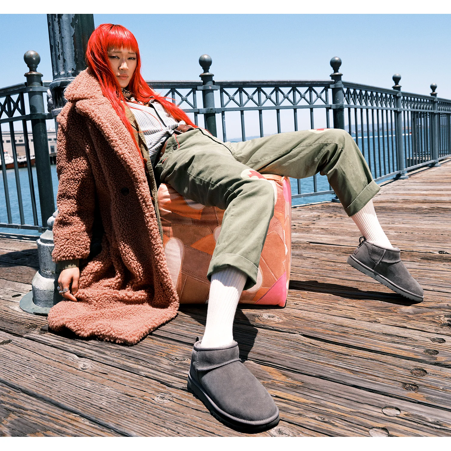 UGG Classic Ultra Mini Women's Boots Grey Sheepskin - Image 4